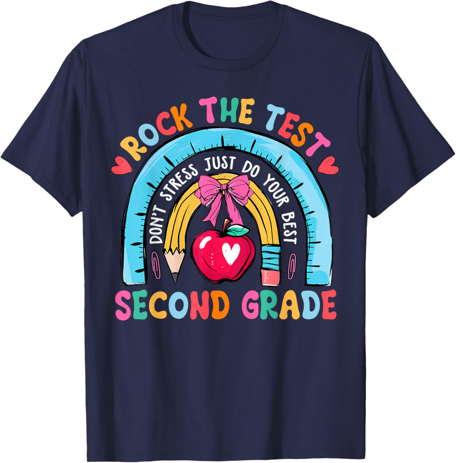 2nd Grade Teacher Rock The Test Day Second Grade Testing Day T-Shirt