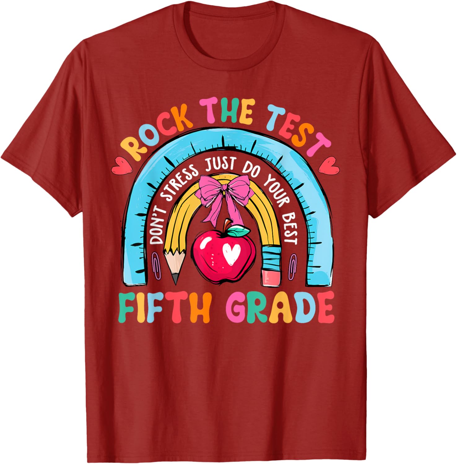 5th Grade Teacher Rock The Test Day Fifth Grade Testing Day T-Shirt