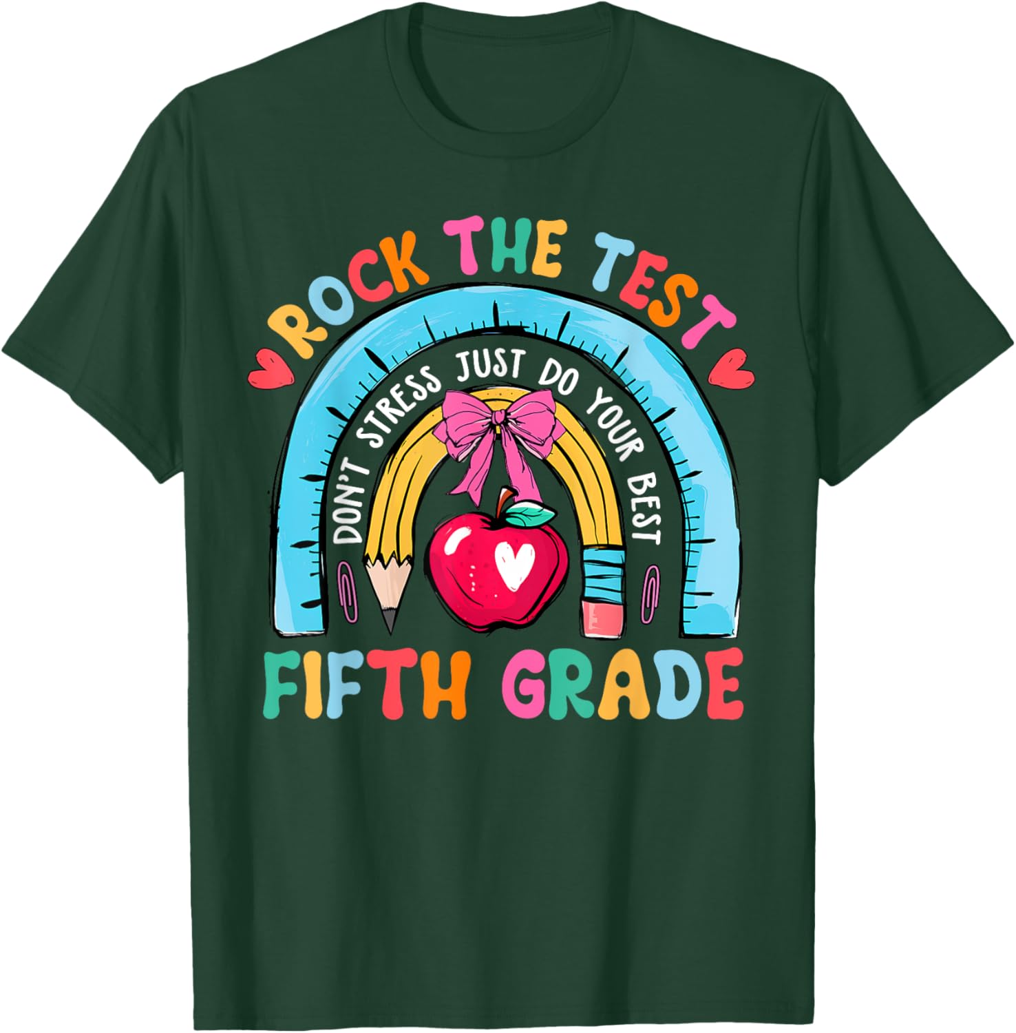 5th Grade Teacher Rock The Test Day Fifth Grade Testing Day T-Shirt
