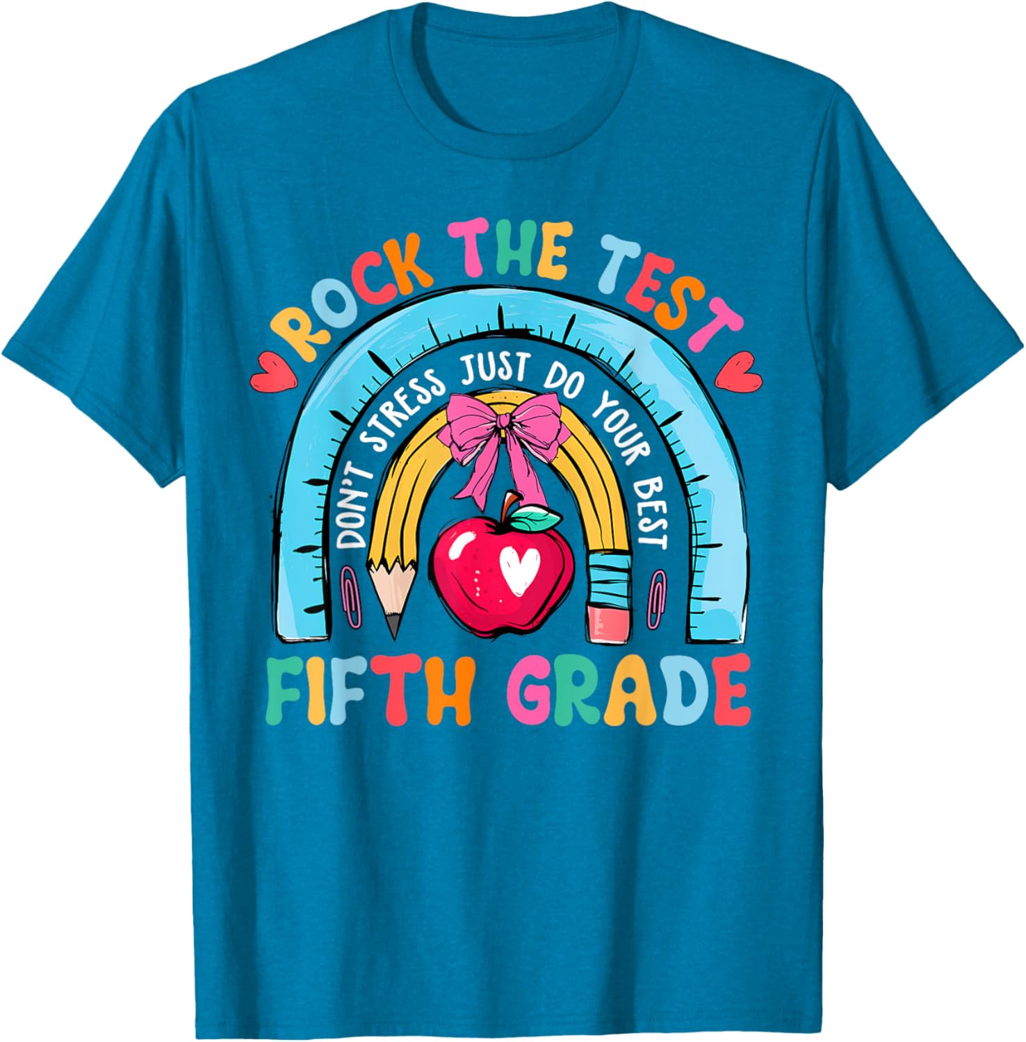 5th Grade Teacher Rock The Test Day Fifth Grade Testing Day T-Shirt