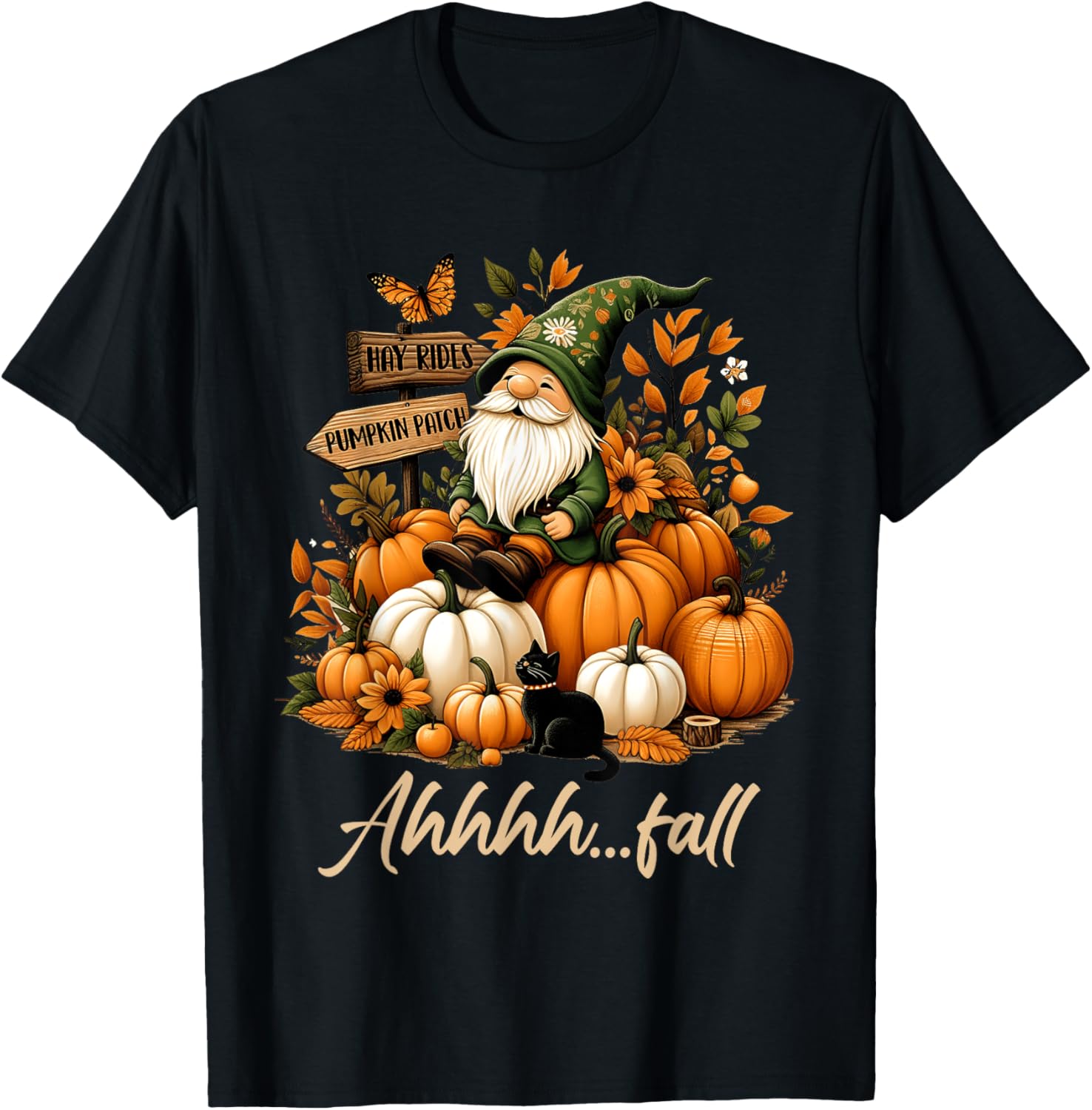 Ahhh Fall Thanksgiving Gnome Halloween Pumpkin Spice Autumn T-Shirt