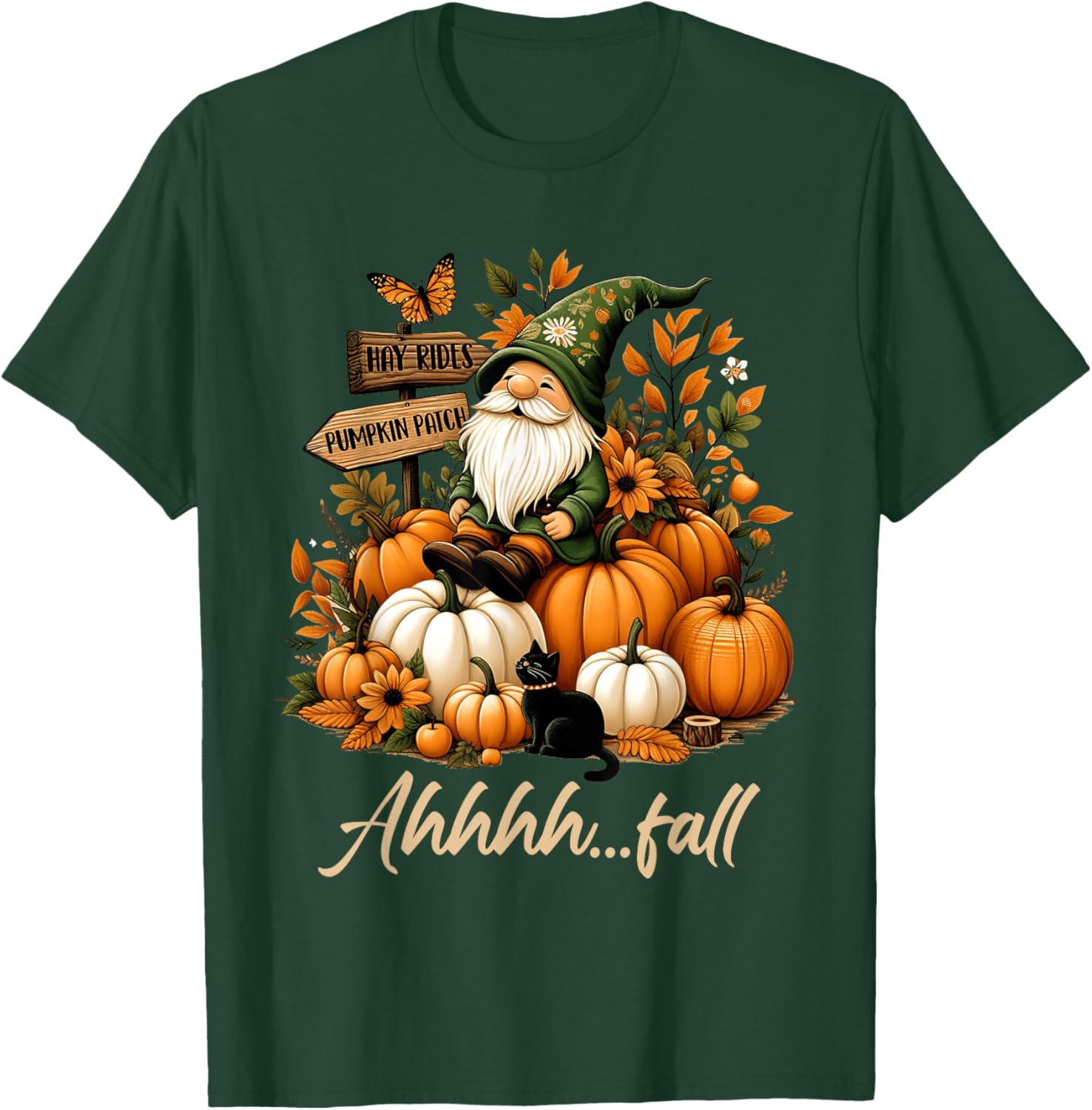 Ahhh Fall Thanksgiving Gnome Halloween Pumpkin Spice Autumn T-Shirt