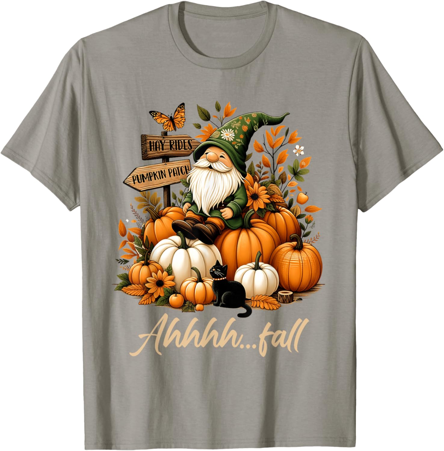 Ahhh Fall Thanksgiving Gnome Halloween Pumpkin Spice Autumn T-Shirt