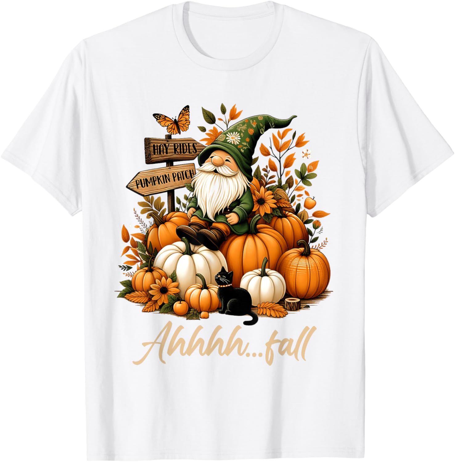 Ahhh Fall Thanksgiving Gnome Halloween Pumpkin Spice Autumn T-Shirt