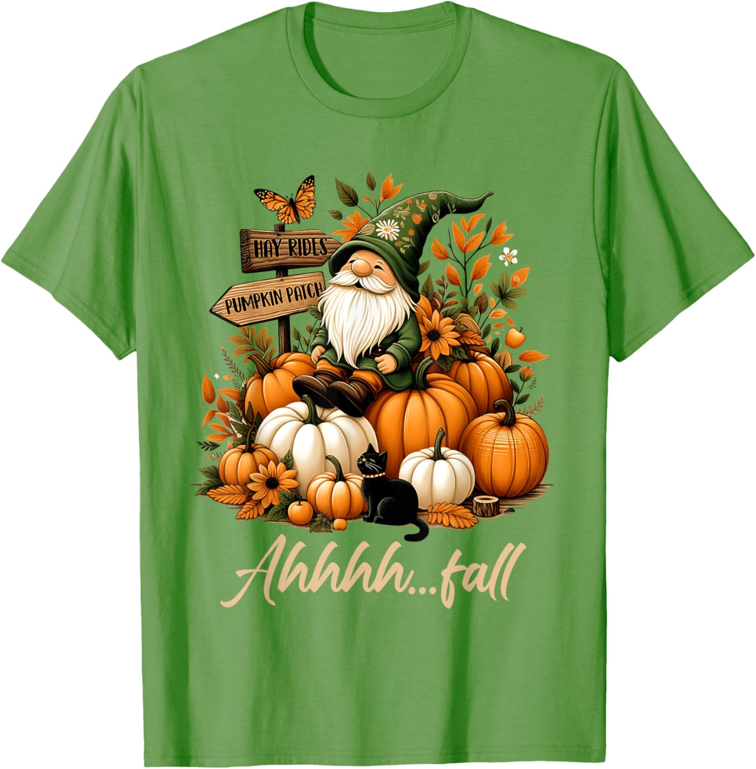 Ahhh Fall Thanksgiving Gnome Halloween Pumpkin Spice Autumn T-Shirt