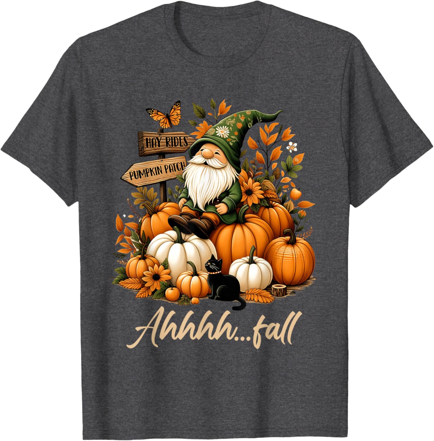 Ahhh Fall Thanksgiving Gnome Halloween Pumpkin Spice Autumn T-Shirt