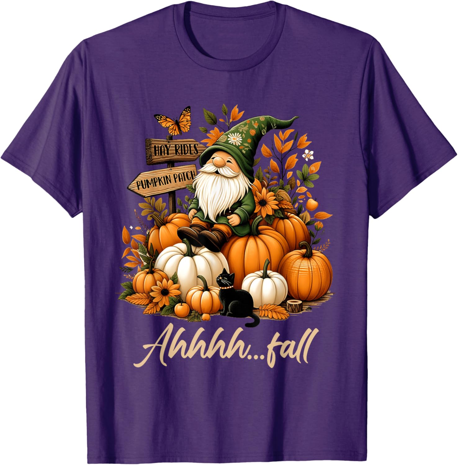 Ahhh Fall Thanksgiving Gnome Halloween Pumpkin Spice Autumn T-Shirt