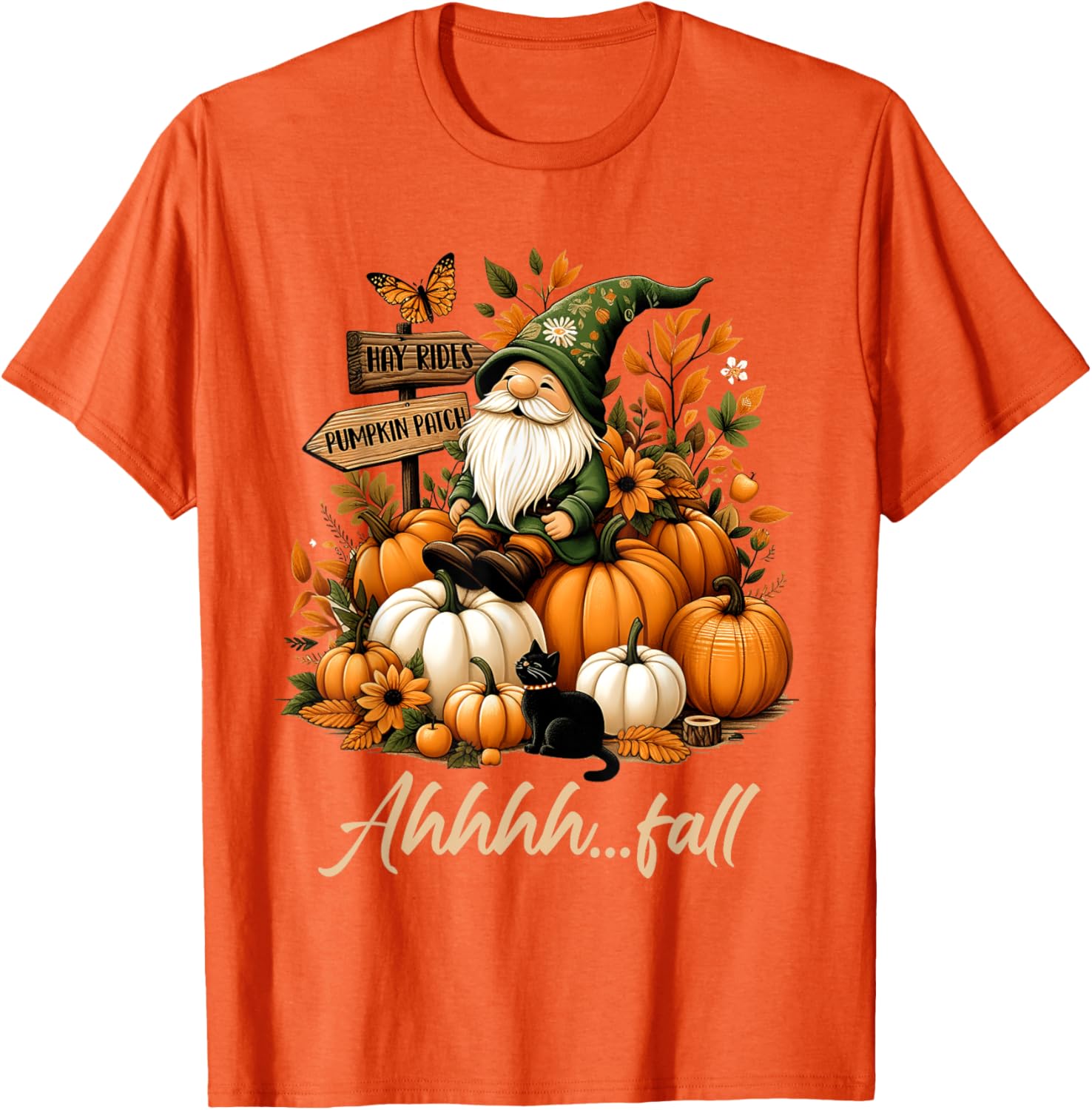 Ahhh Fall Thanksgiving Gnome Halloween Pumpkin Spice Autumn T-Shirt