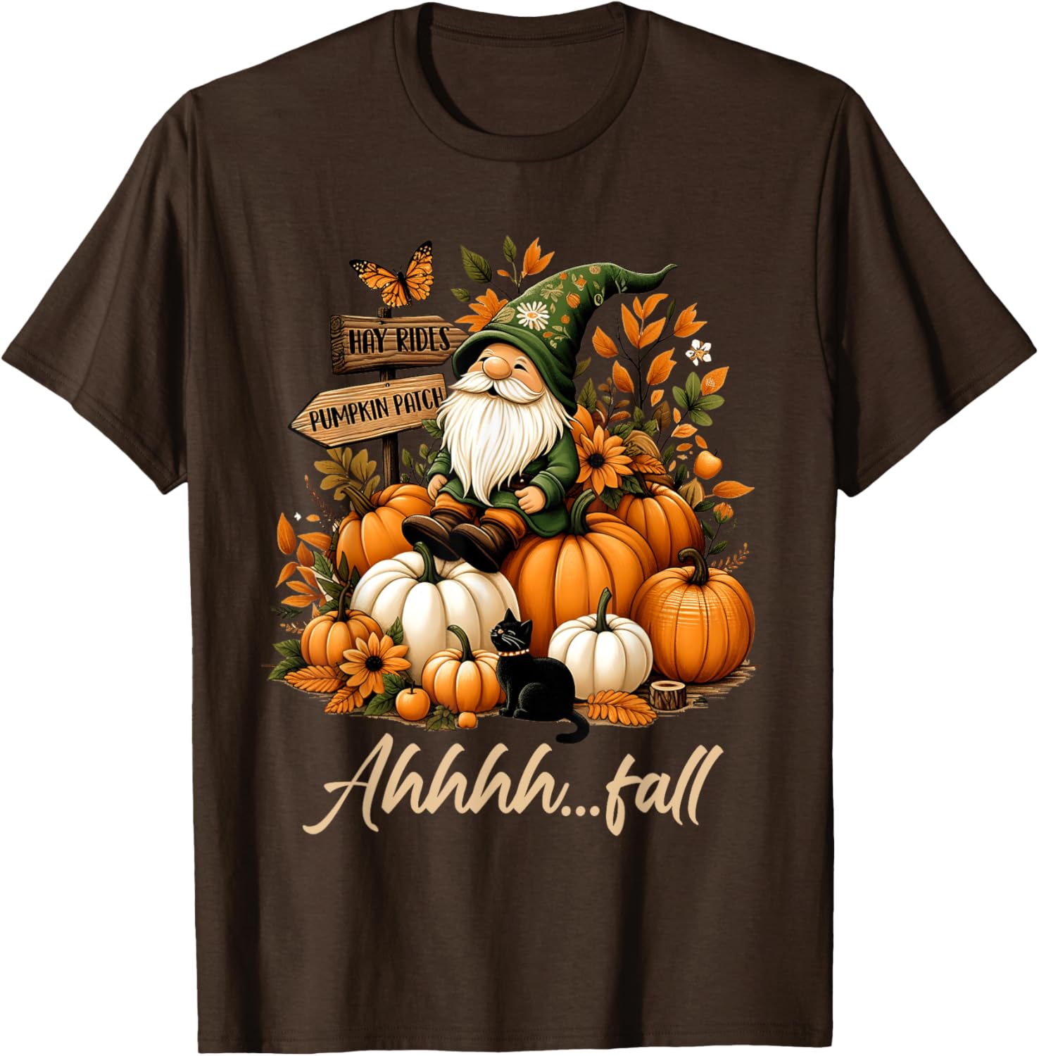 Ahhh Fall Thanksgiving Gnome Halloween Pumpkin Spice Autumn T-Shirt