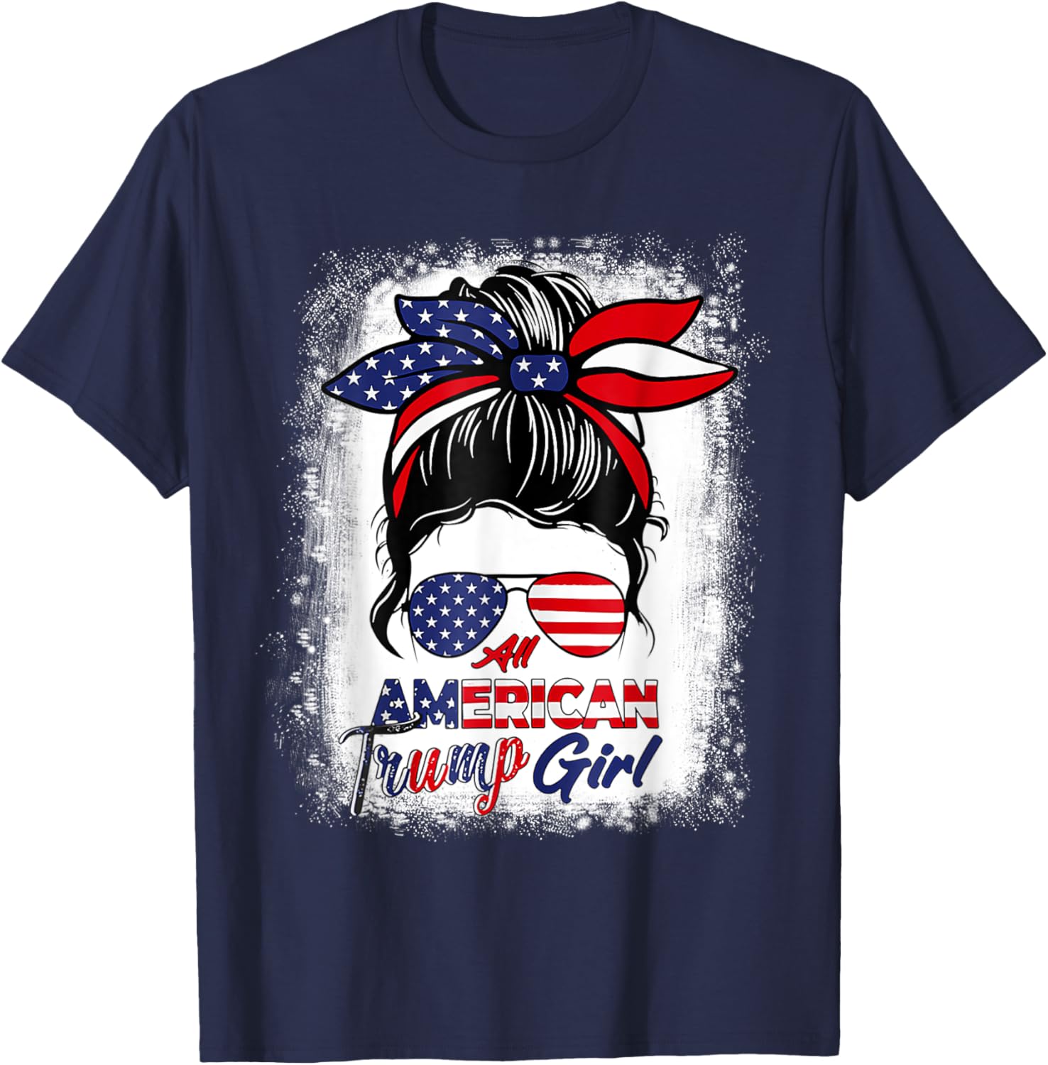 All American Trump Girl 4th Of July Messy Bun Pro Trump 2024 T-Shirt