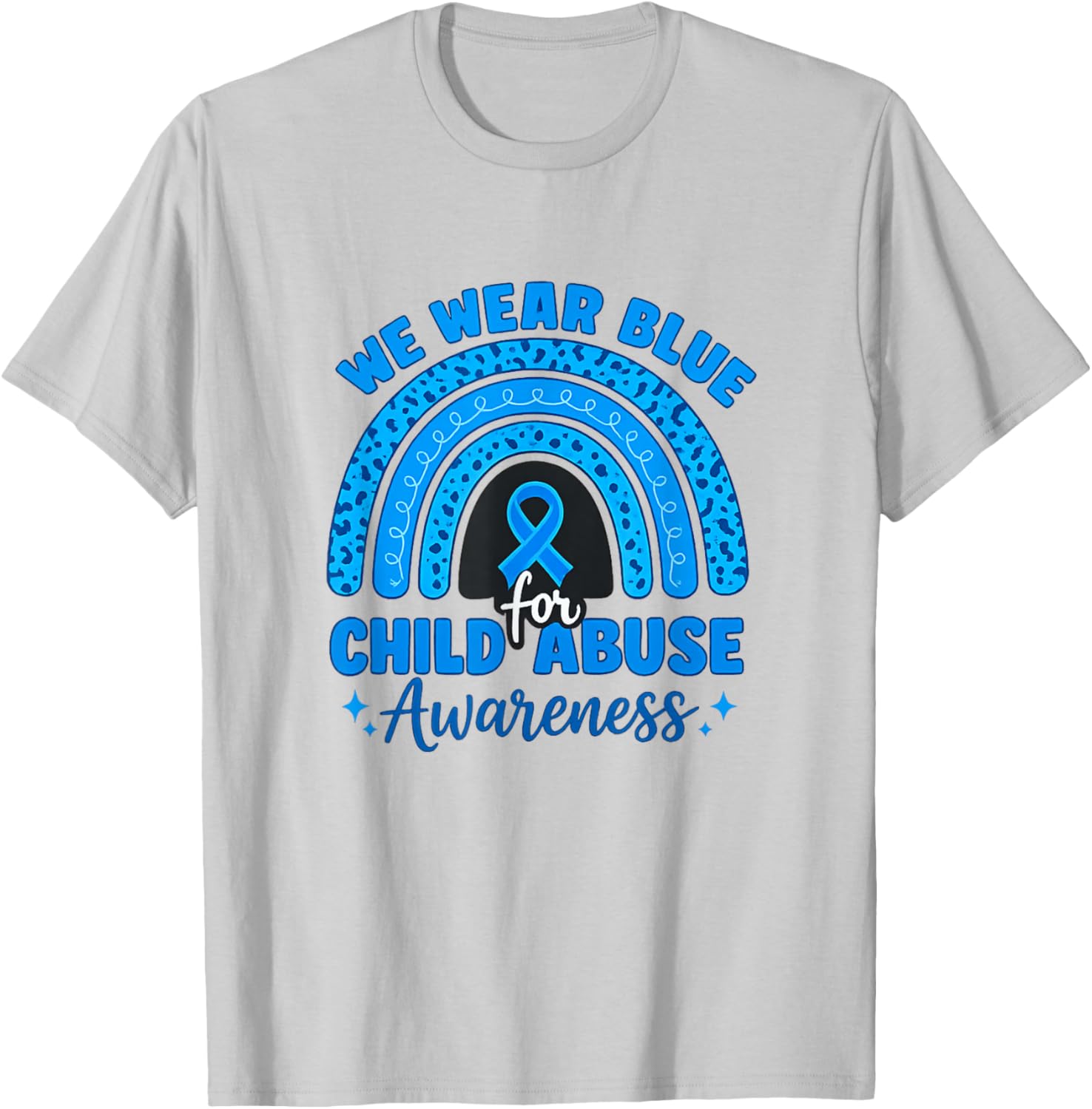 Blue Ribbon Rainbow We Wear Blue For Child Abuse Awareness T-Shirt