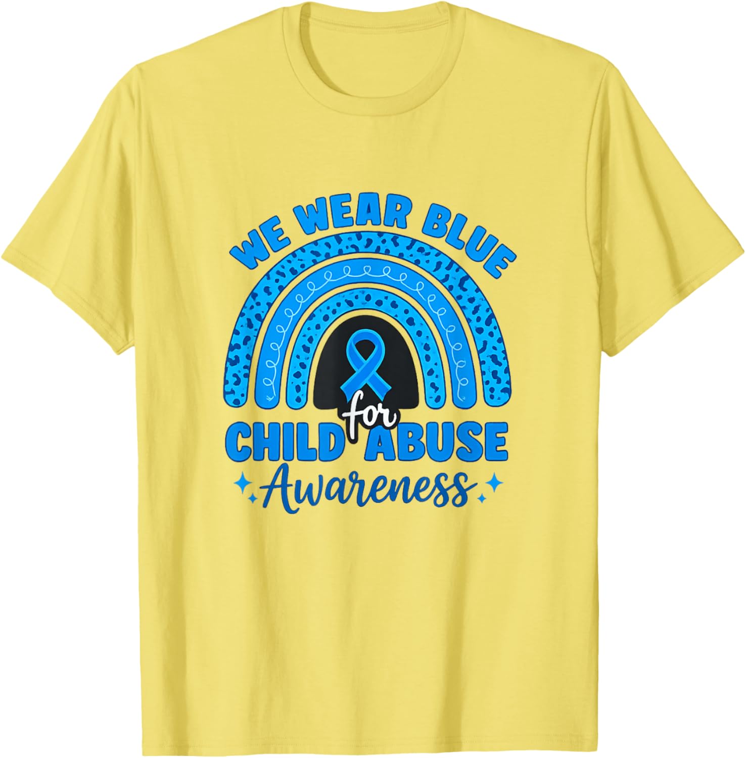 Blue Ribbon Rainbow We Wear Blue For Child Abuse Awareness T-Shirt