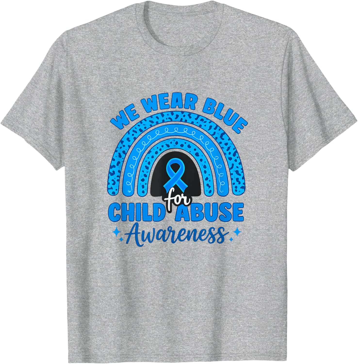 Blue Ribbon Rainbow We Wear Blue For Child Abuse Awareness T-Shirt