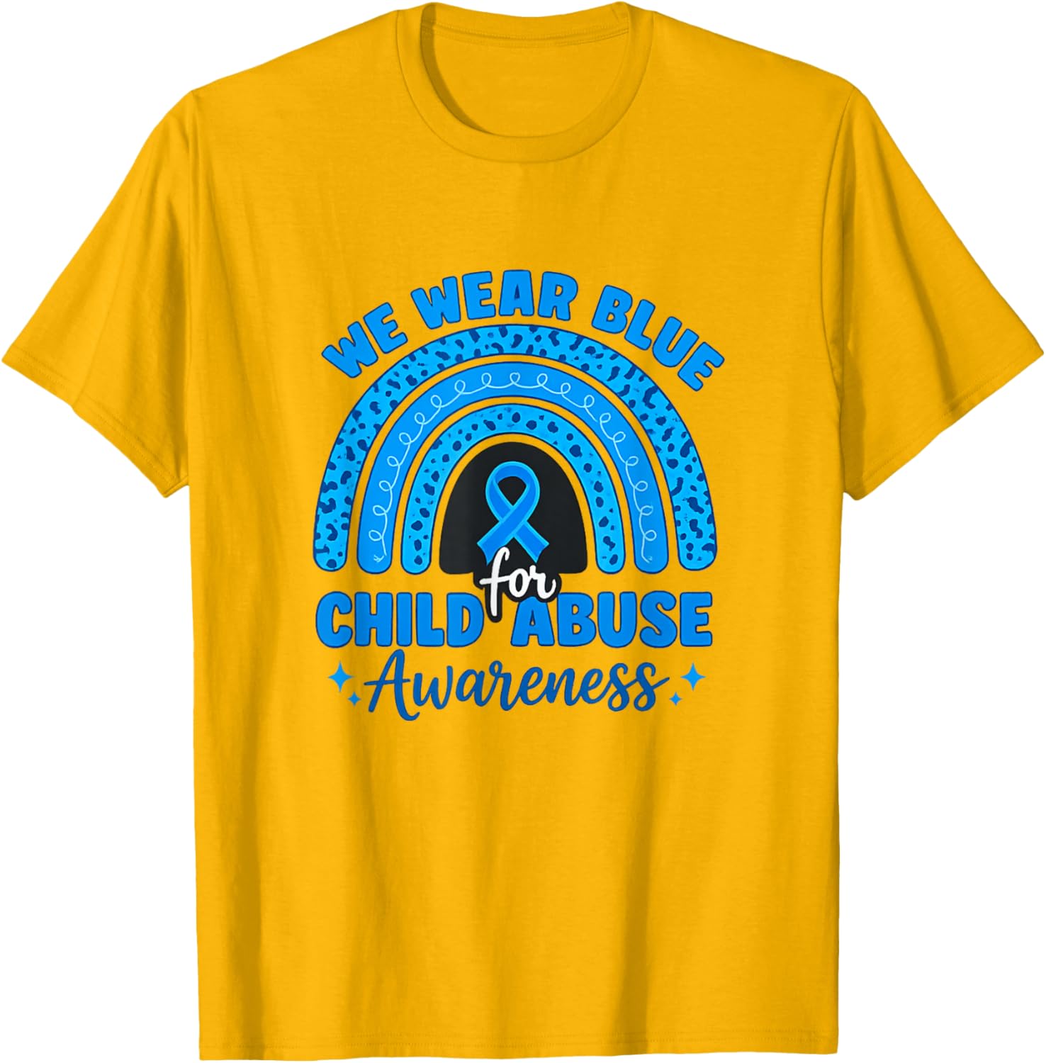 Blue Ribbon Rainbow We Wear Blue For Child Abuse Awareness T-Shirt