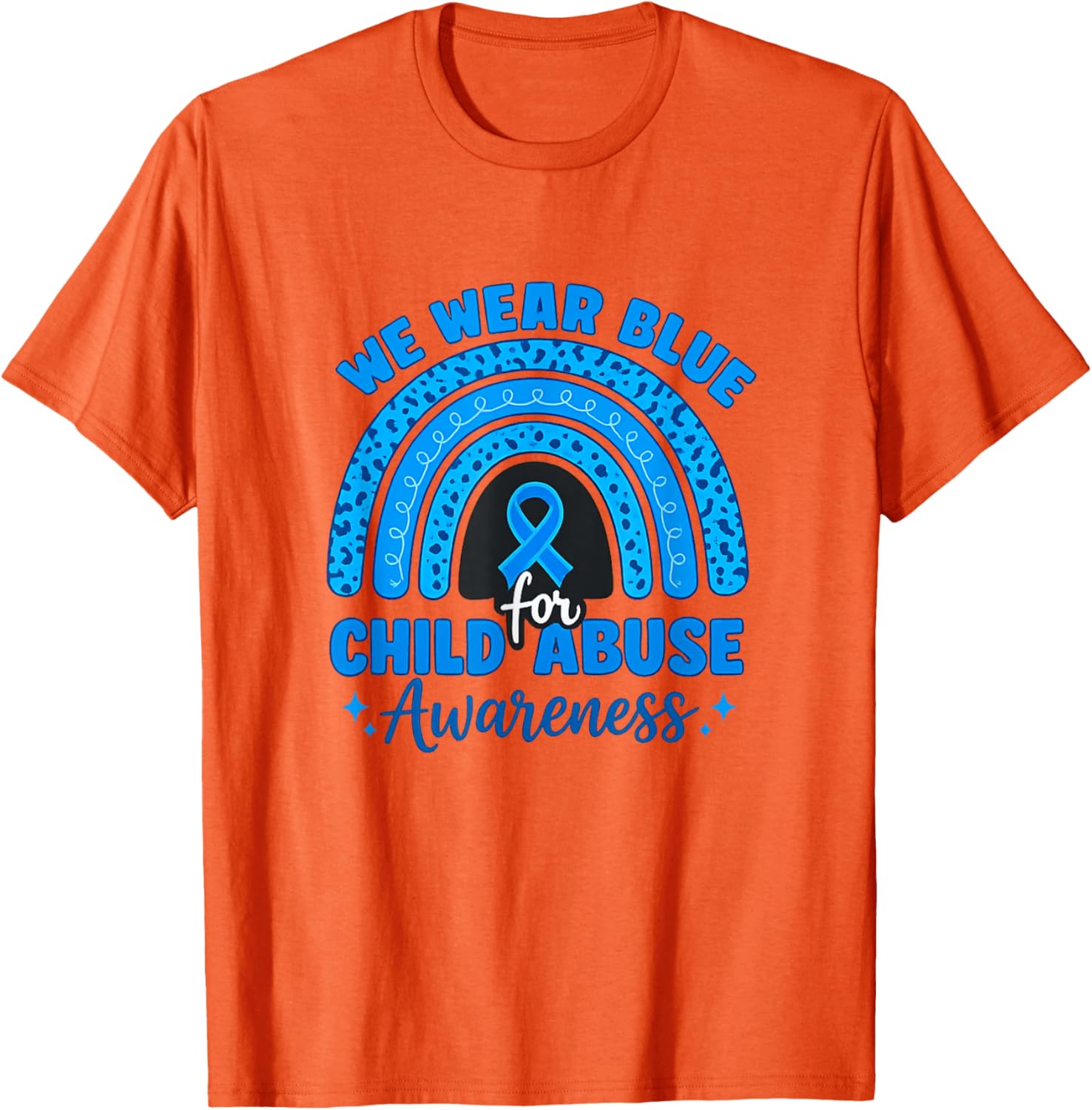 Blue Ribbon Rainbow We Wear Blue For Child Abuse Awareness T-Shirt