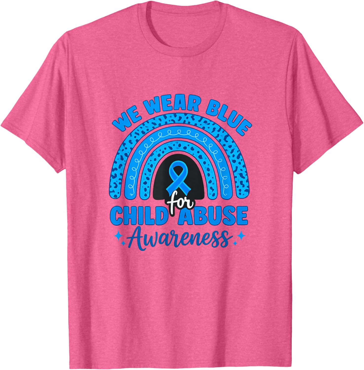 Blue Ribbon Rainbow We Wear Blue For Child Abuse Awareness T-Shirt