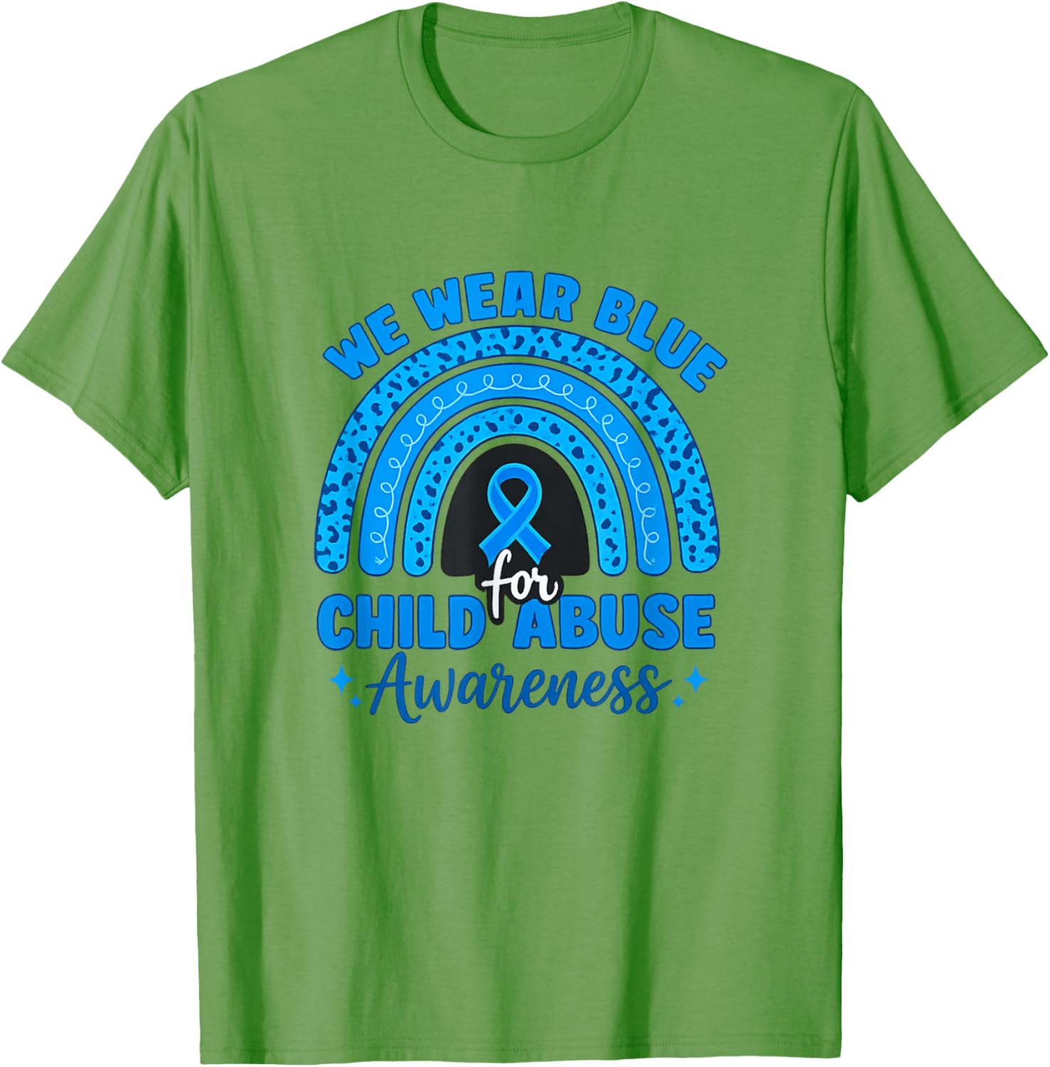 Blue Ribbon Rainbow We Wear Blue For Child Abuse Awareness T-Shirt