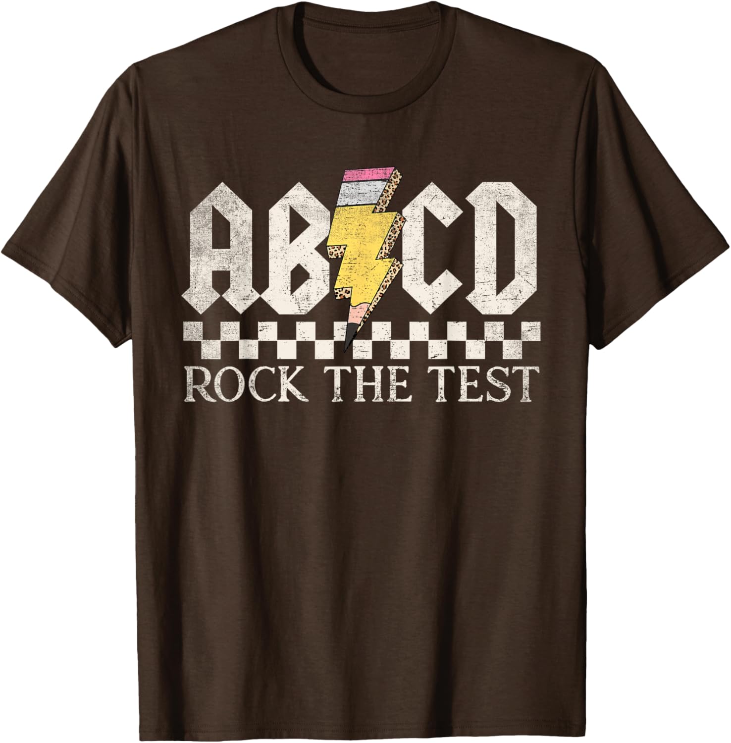 Boys Girls Kids Teachers Rock Rock The Test ABCD Testing Day T-Shirt
