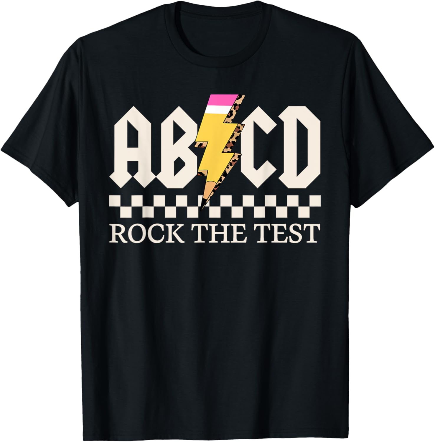 Boys Girls Kids Teachers Rock Rock The Test ABCD Testing Day T-Shirt