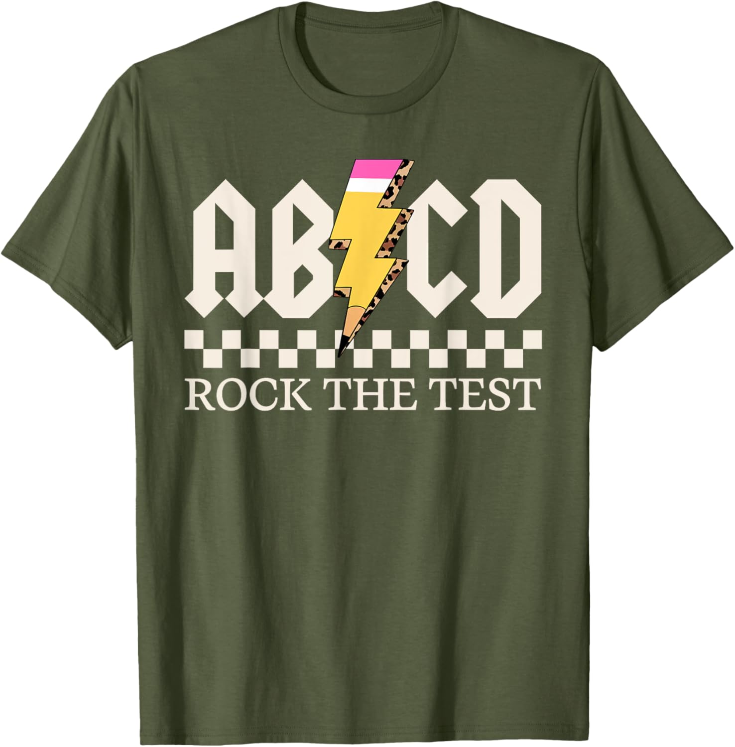 Boys Girls Kids Teachers Rock Rock The Test ABCD Testing Day T-Shirt