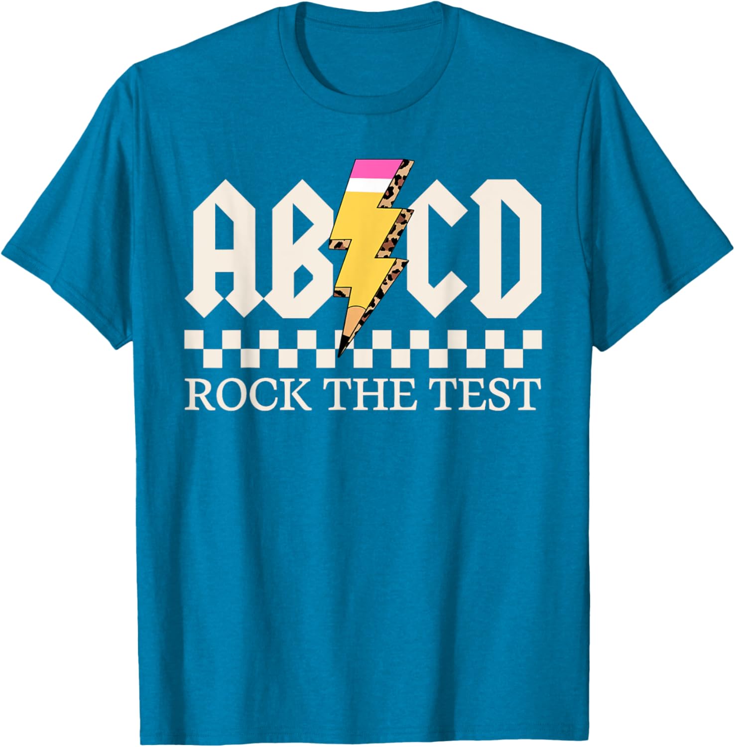 Boys Girls Kids Teachers Rock Rock The Test ABCD Testing Day T-Shirt