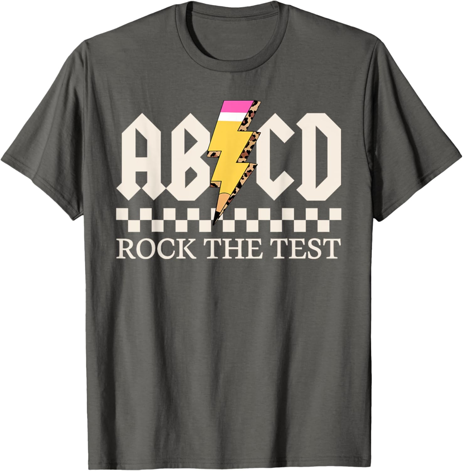 Boys Girls Kids Teachers Rock Rock The Test ABCD Testing Day T-Shirt