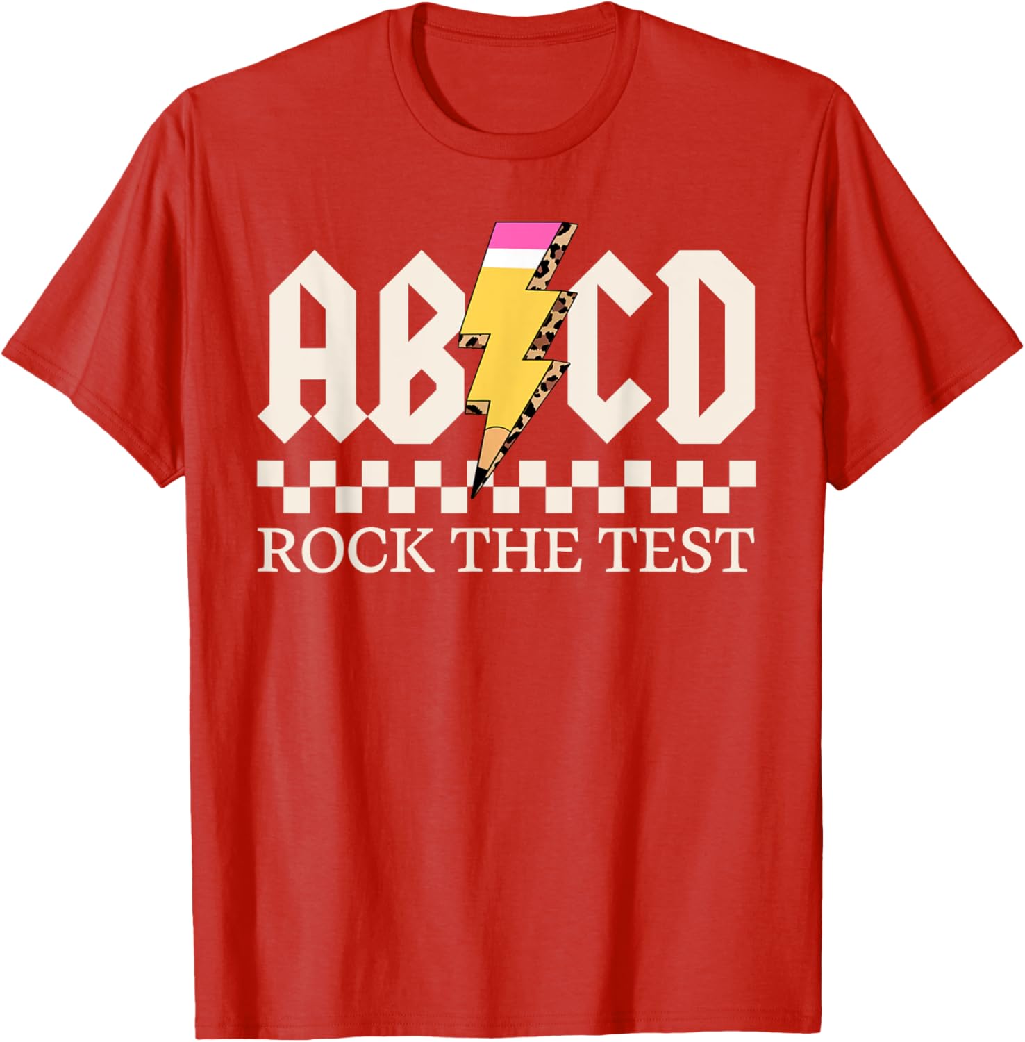 Boys Girls Kids Teachers Rock Rock The Test ABCD Testing Day T-Shirt