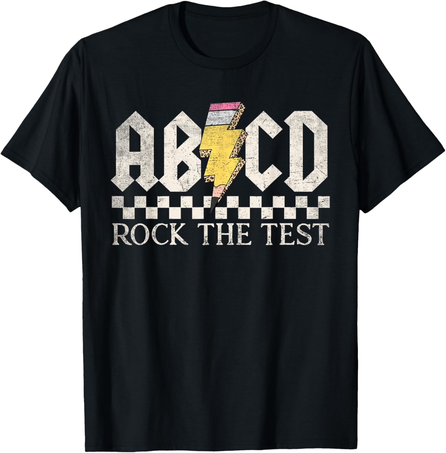 Boys Girls Kids Teachers Rock Rock The Test ABCD Testing Day T-Shirt