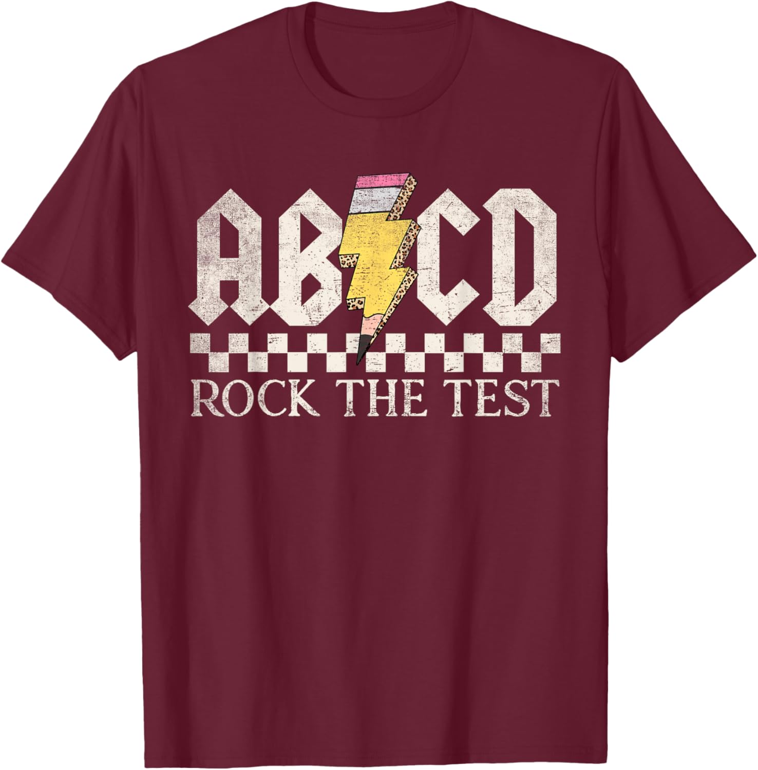 Boys Girls Kids Teachers Rock Rock The Test ABCD Testing Day T-Shirt