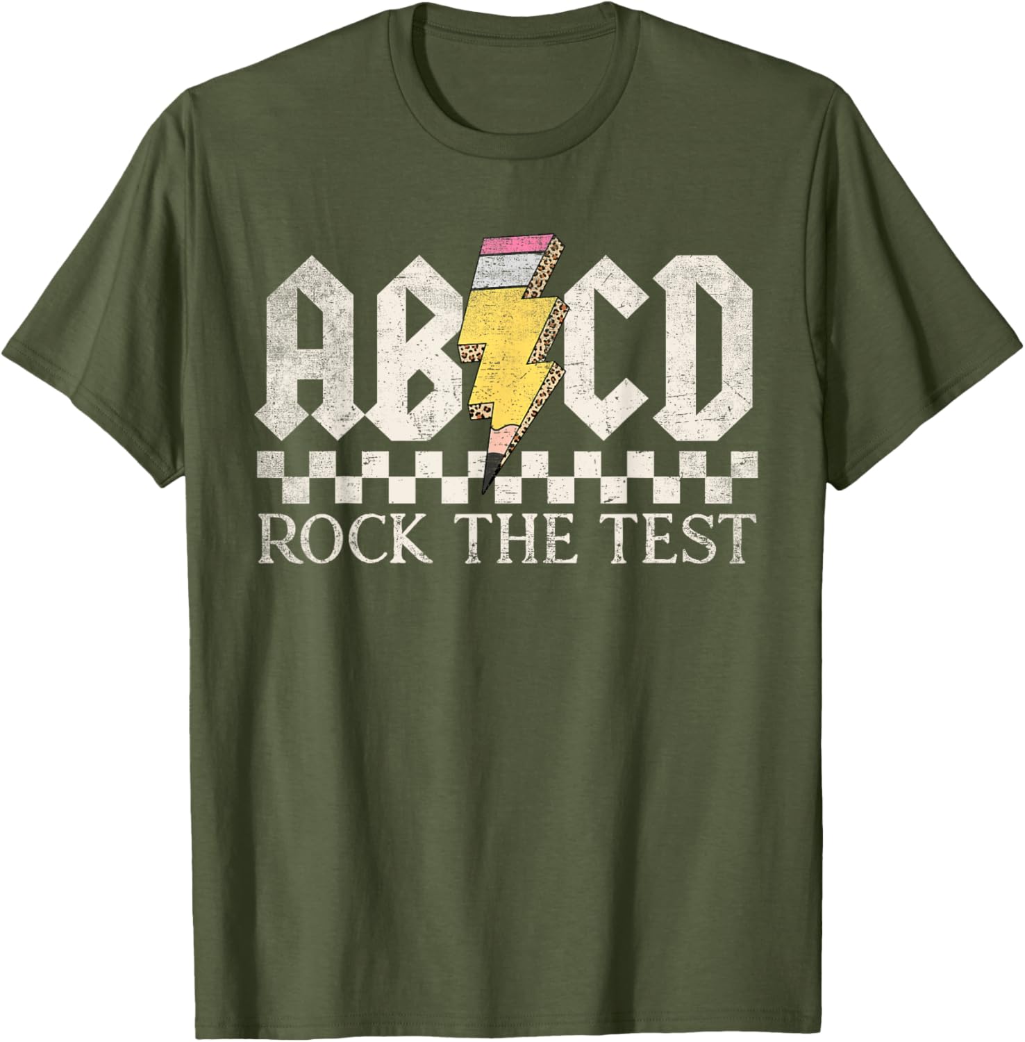 Boys Girls Kids Teachers Rock Rock The Test ABCD Testing Day T-Shirt