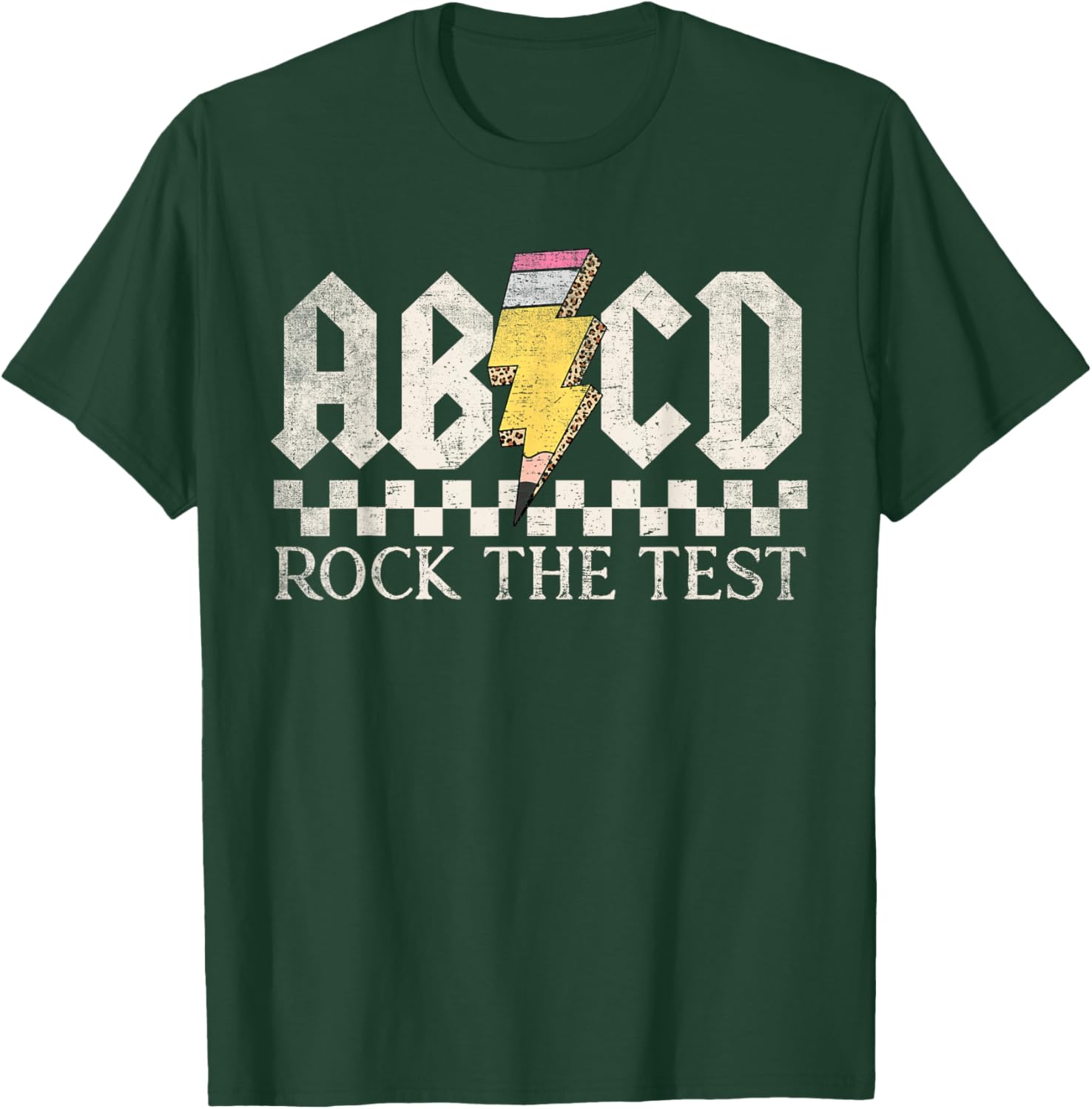 Boys Girls Kids Teachers Rock Rock The Test ABCD Testing Day T-Shirt