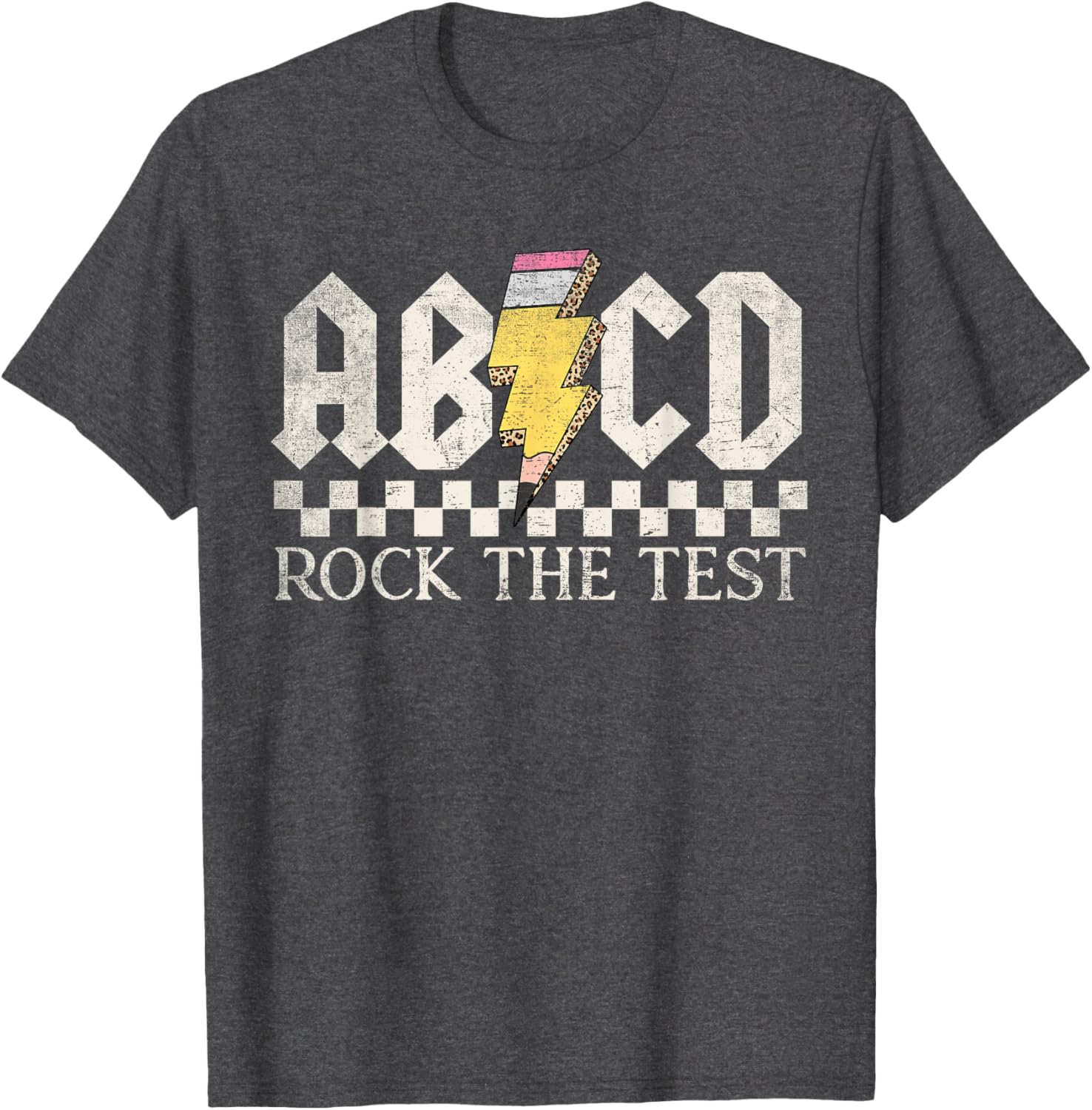 Boys Girls Kids Teachers Rock Rock The Test ABCD Testing Day T-Shirt
