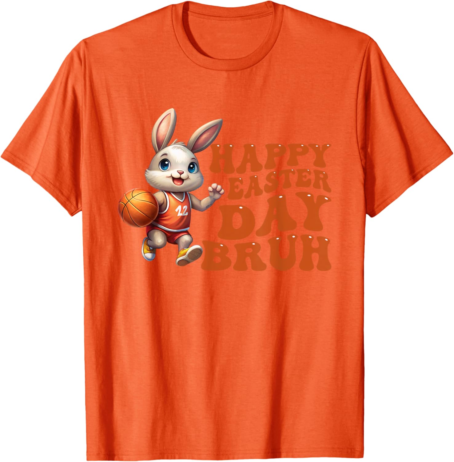 Bruh Bunny Playing Basketball Happy Easter Day Boys Kids T-Shirt