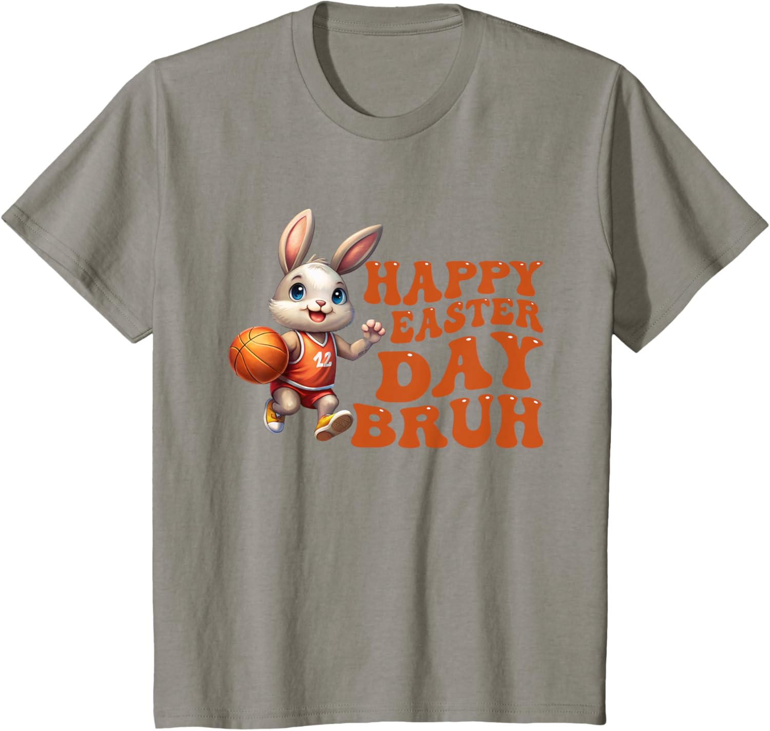 Bruh Bunny Playing Basketball Happy Easter Day Boys Kids T-Shirt