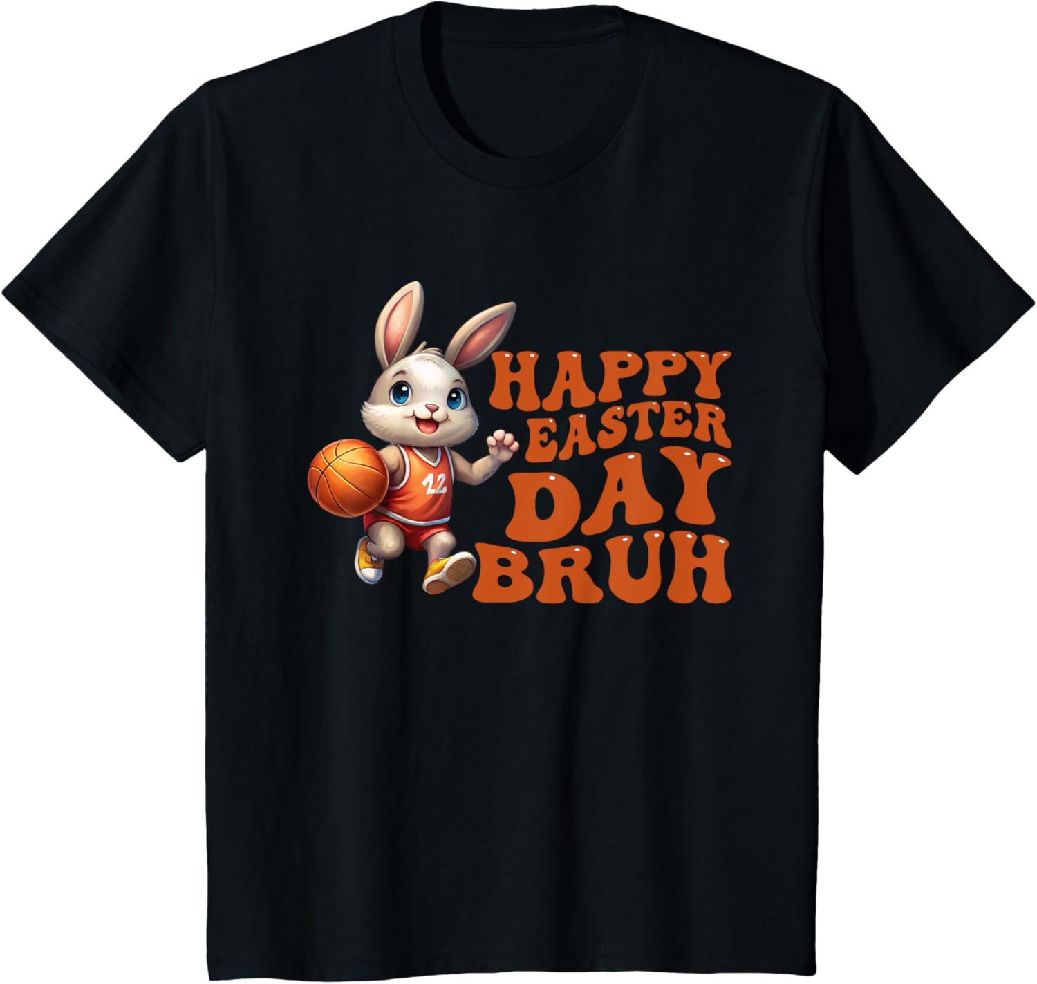 Bruh Bunny Playing Basketball Happy Easter Day Boys Kids T-Shirt