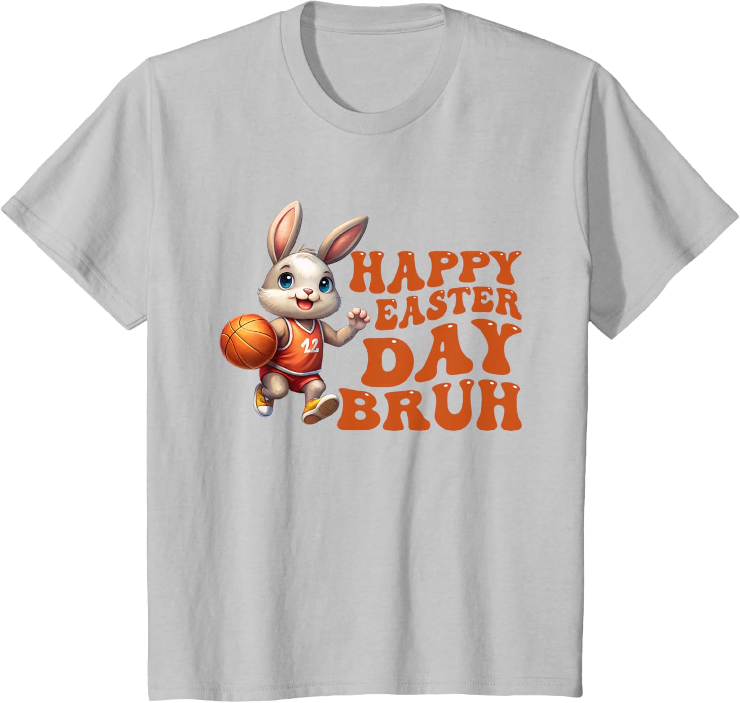 Bruh Bunny Playing Basketball Happy Easter Day Boys Kids T-Shirt