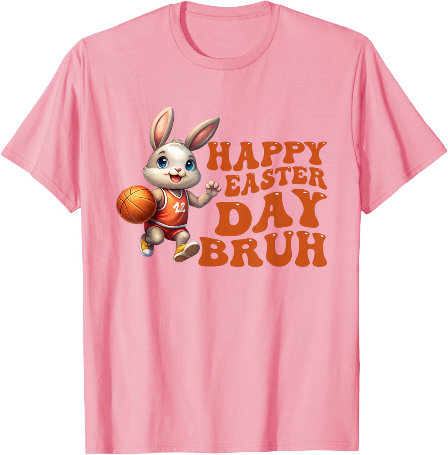 Bruh Bunny Playing Basketball Happy Easter Day Boys Kids T-Shirt