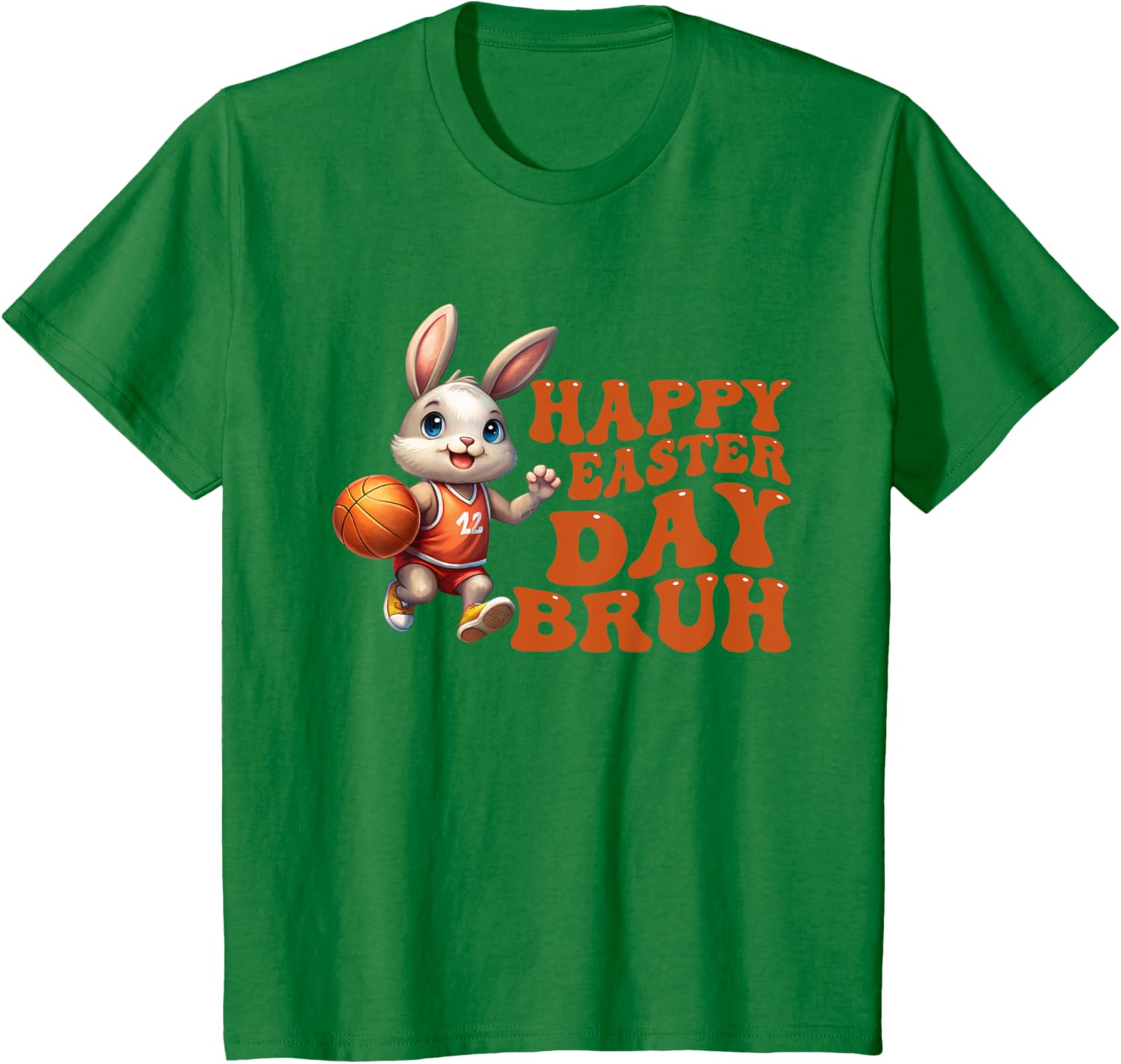 Bruh Bunny Playing Basketball Happy Easter Day Boys Kids T-Shirt