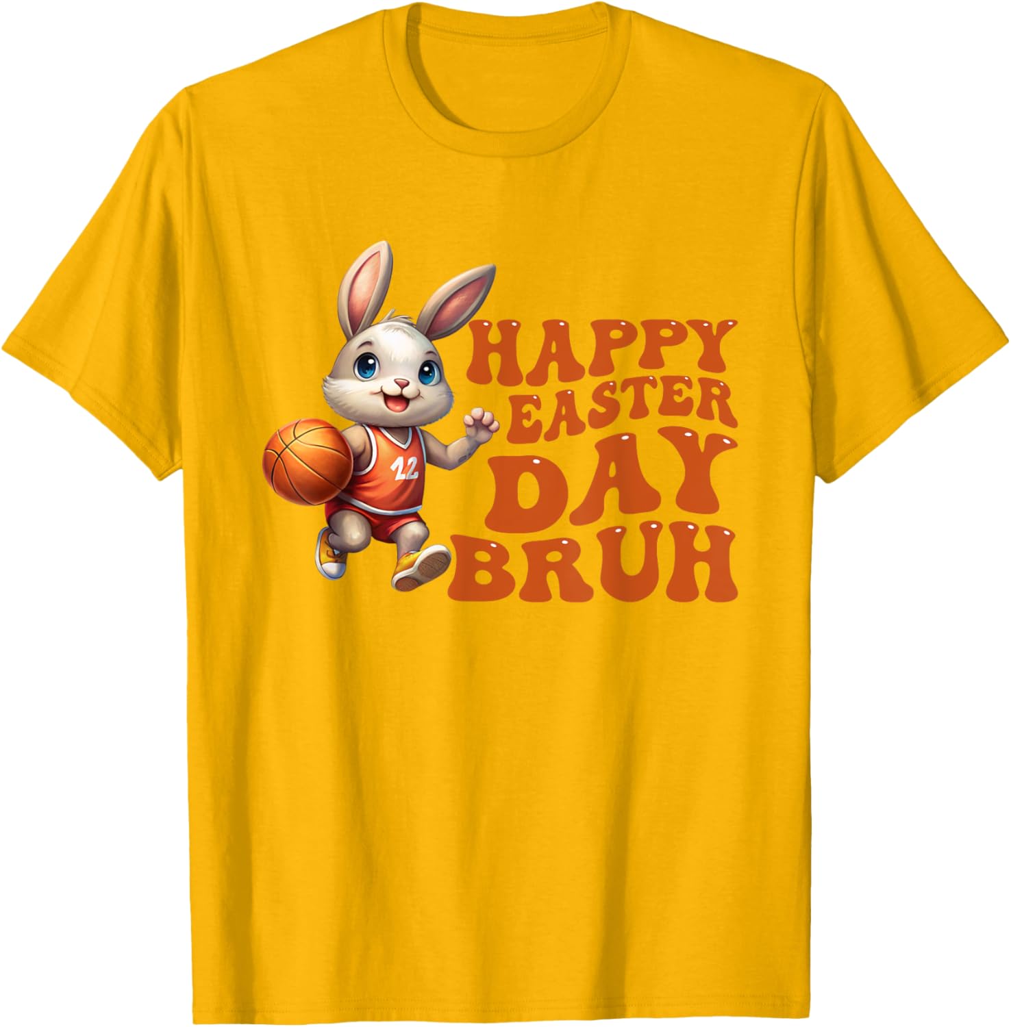 Bruh Bunny Playing Basketball Happy Easter Day Boys Kids T-Shirt