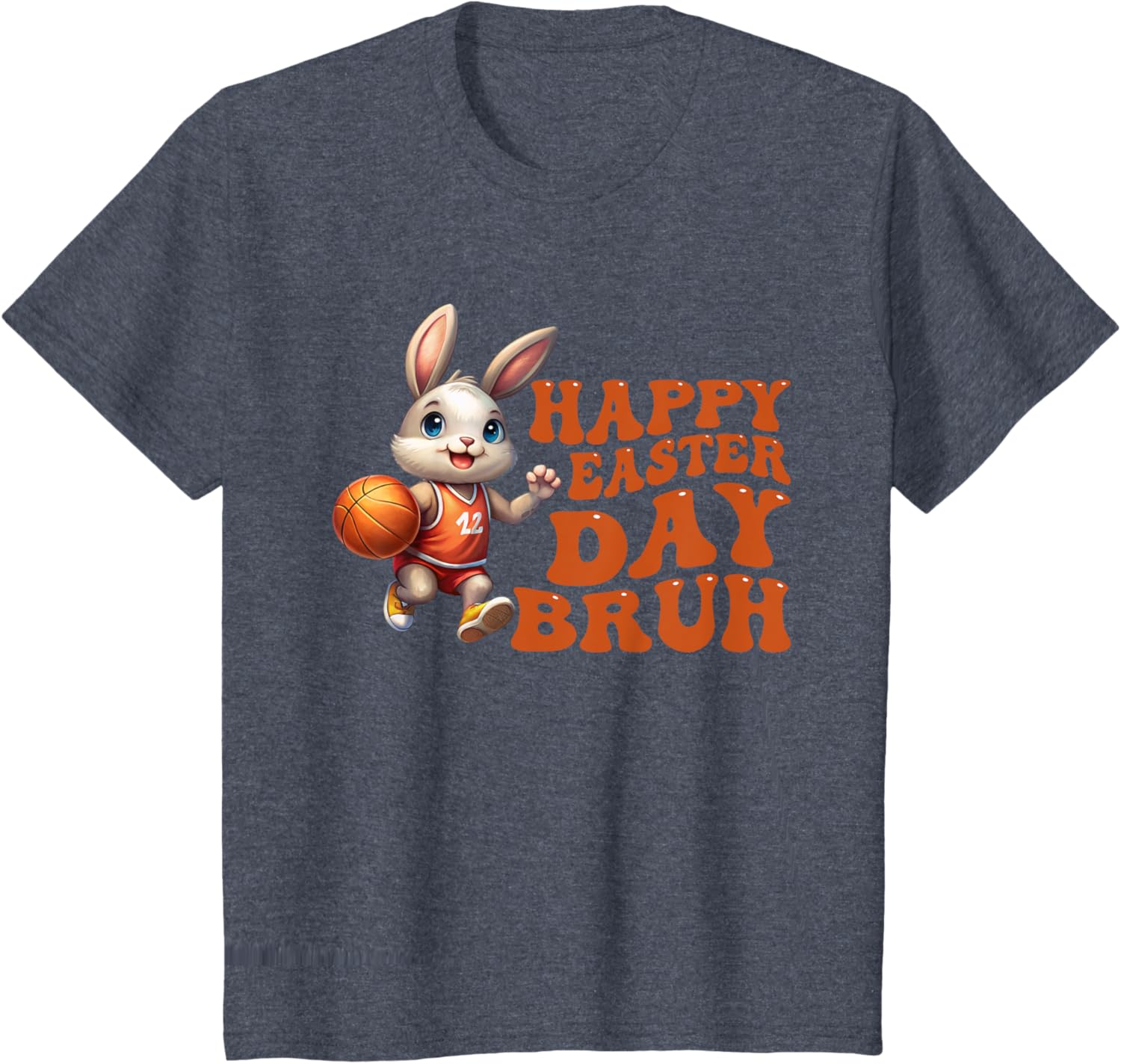 Bruh Bunny Playing Basketball Happy Easter Day Boys Kids T-Shirt