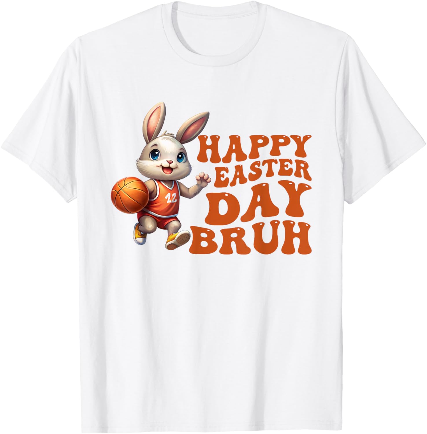 Bruh Bunny Playing Basketball Happy Easter Day Boys Kids T-Shirt