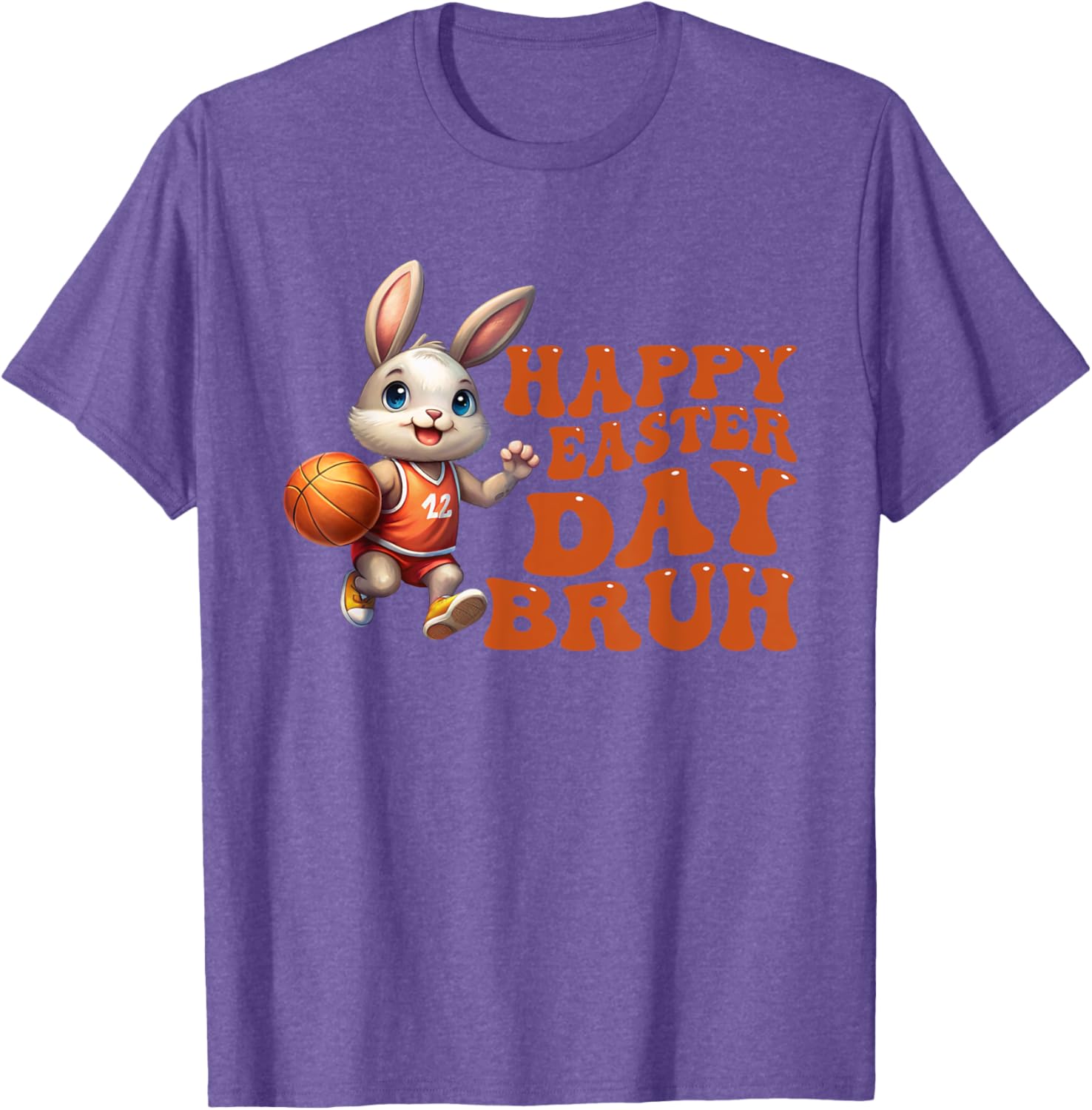 Bruh Bunny Playing Basketball Happy Easter Day Boys Kids T-Shirt