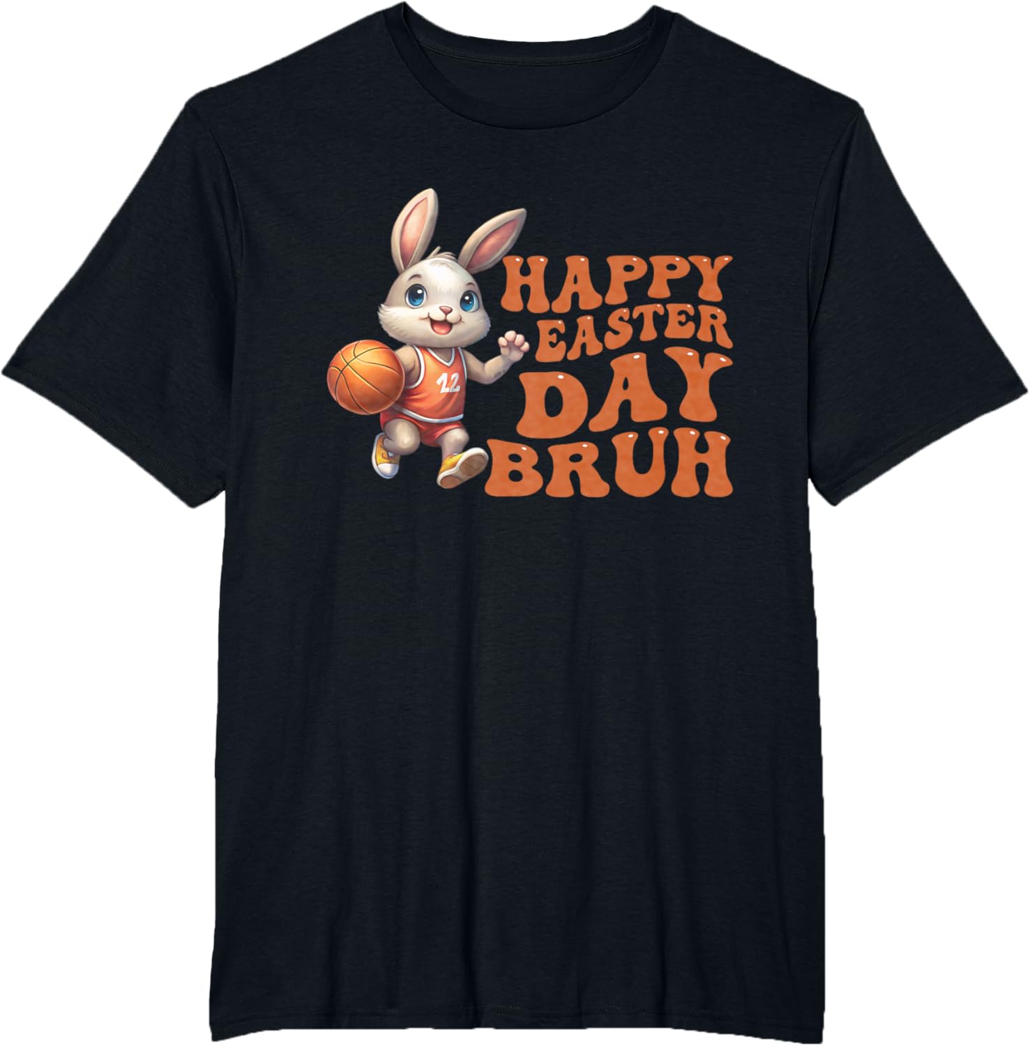 Bruh Bunny Playing Basketball Happy Easter Day Boys Kids T-Shirt