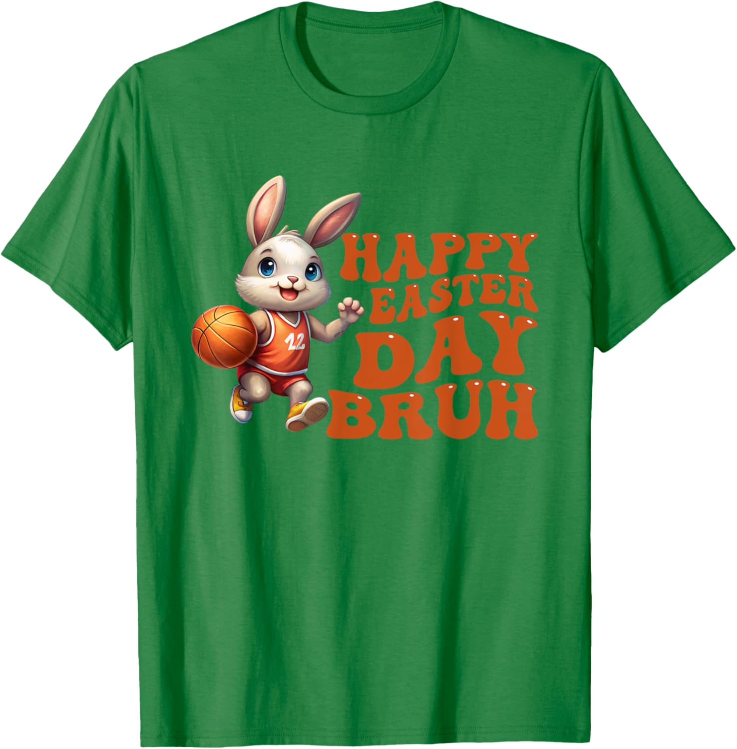 Bruh Bunny Playing Basketball Happy Easter Day Boys Kids T-Shirt