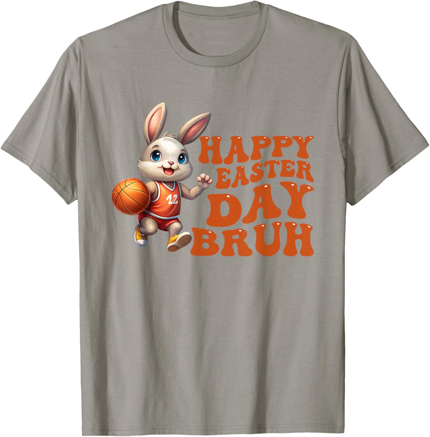 Bruh Bunny Playing Basketball Happy Easter Day Boys Kids T-Shirt