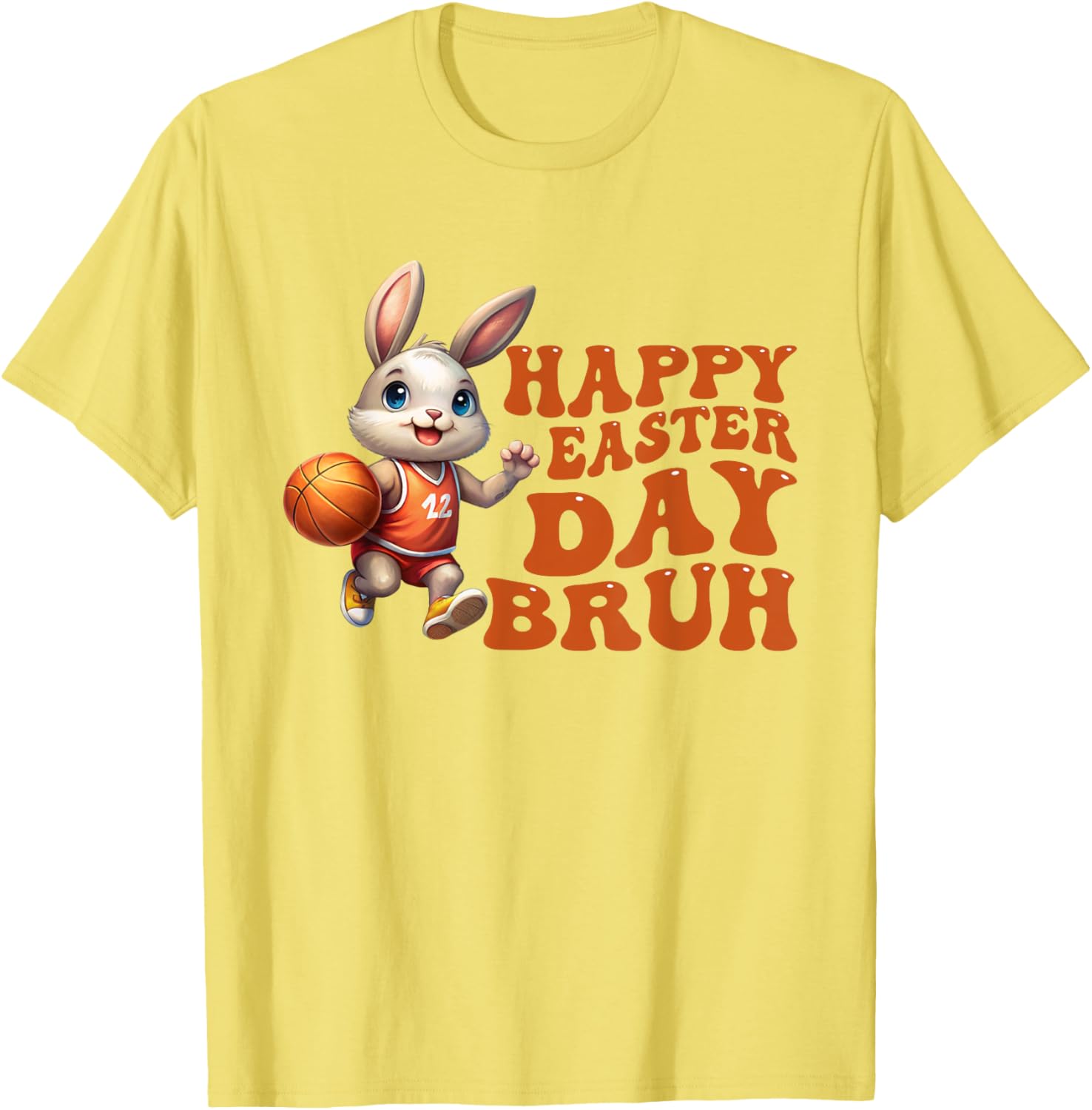 Bruh Bunny Playing Basketball Happy Easter Day Boys Kids T-Shirt