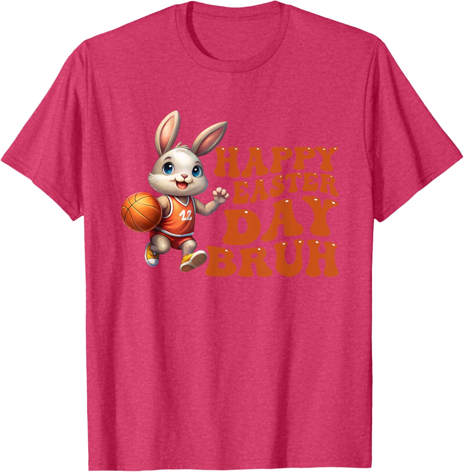 Bruh Bunny Playing Basketball Happy Easter Day Boys Kids T-Shirt