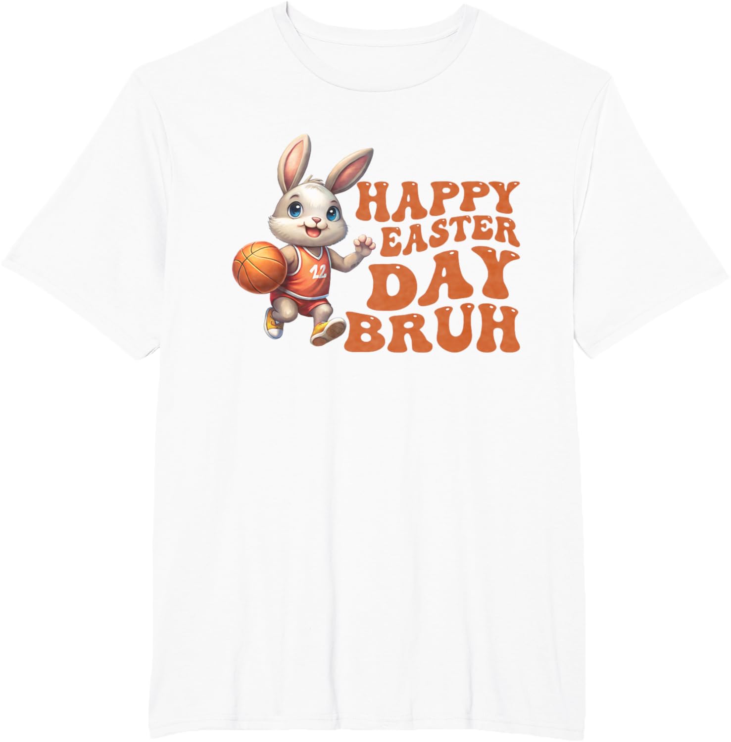 Bruh Bunny Playing Basketball Happy Easter Day Boys Kids T-Shirt