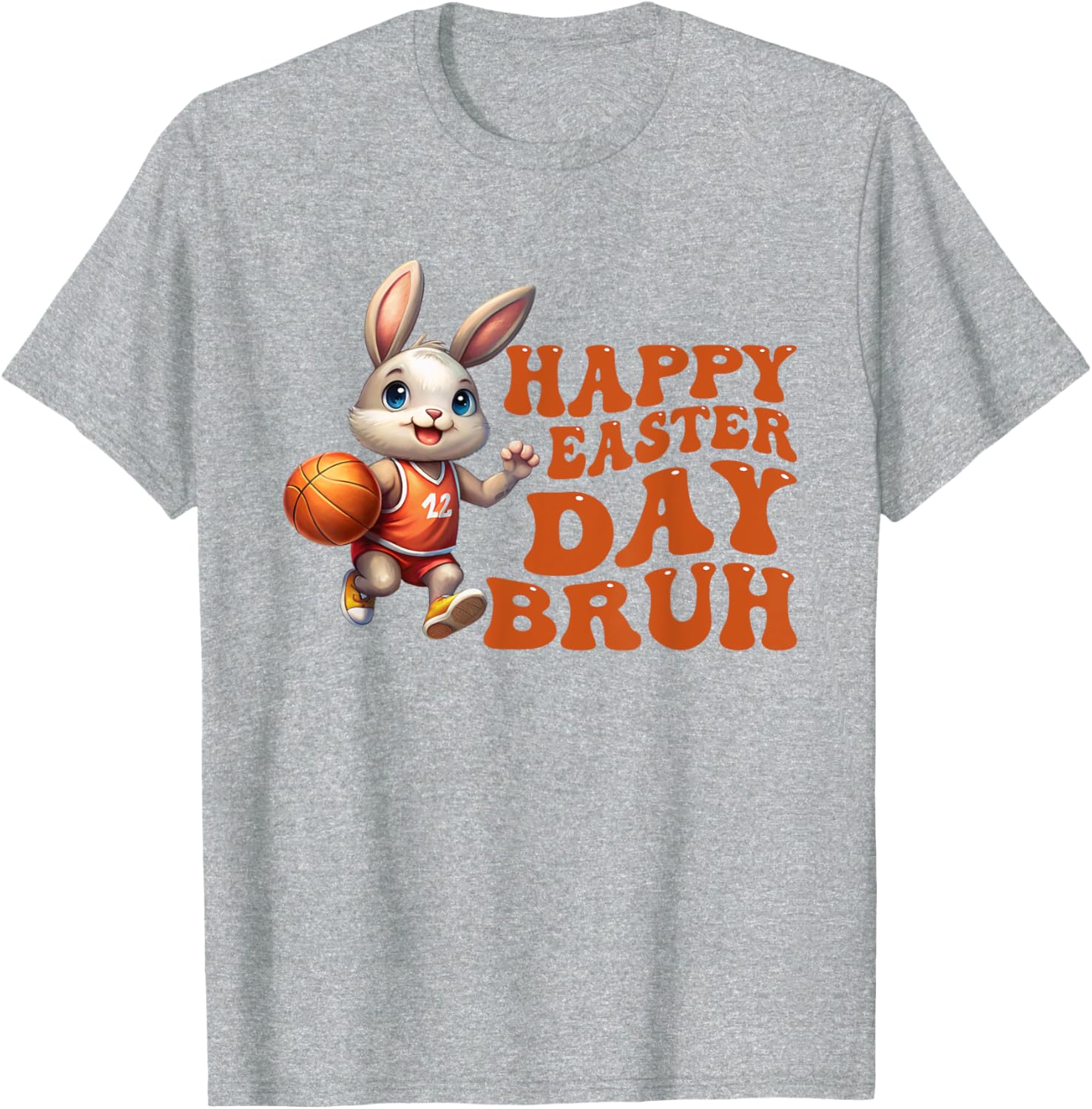 Bruh Bunny Playing Basketball Happy Easter Day Boys Kids T-Shirt