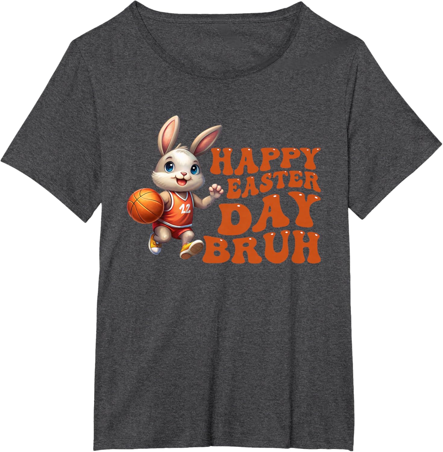 Bruh Bunny Playing Basketball Happy Easter Day Boys Kids T-Shirt